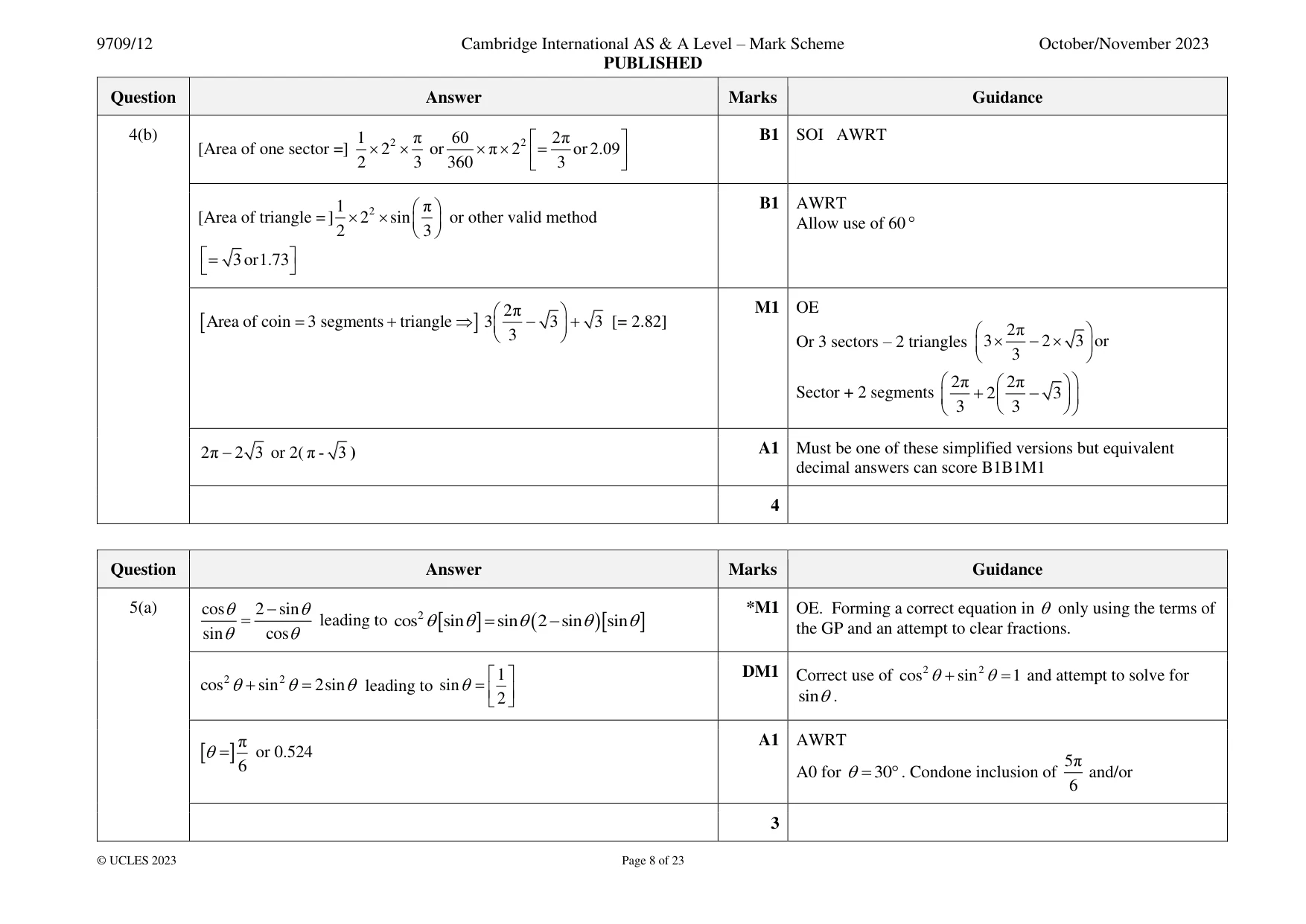 Mark scheme, page 8 of 23
