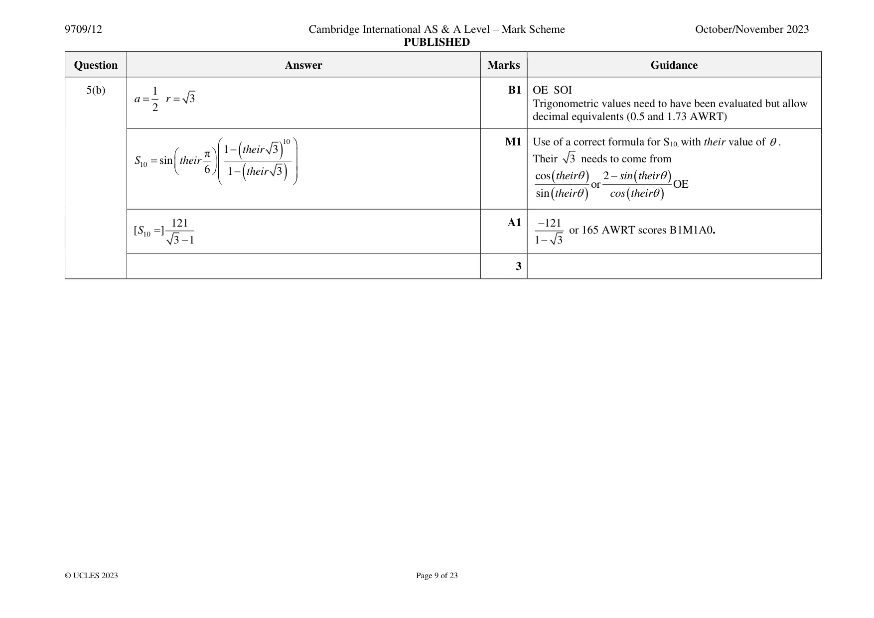 Mark scheme, page 9 of 23