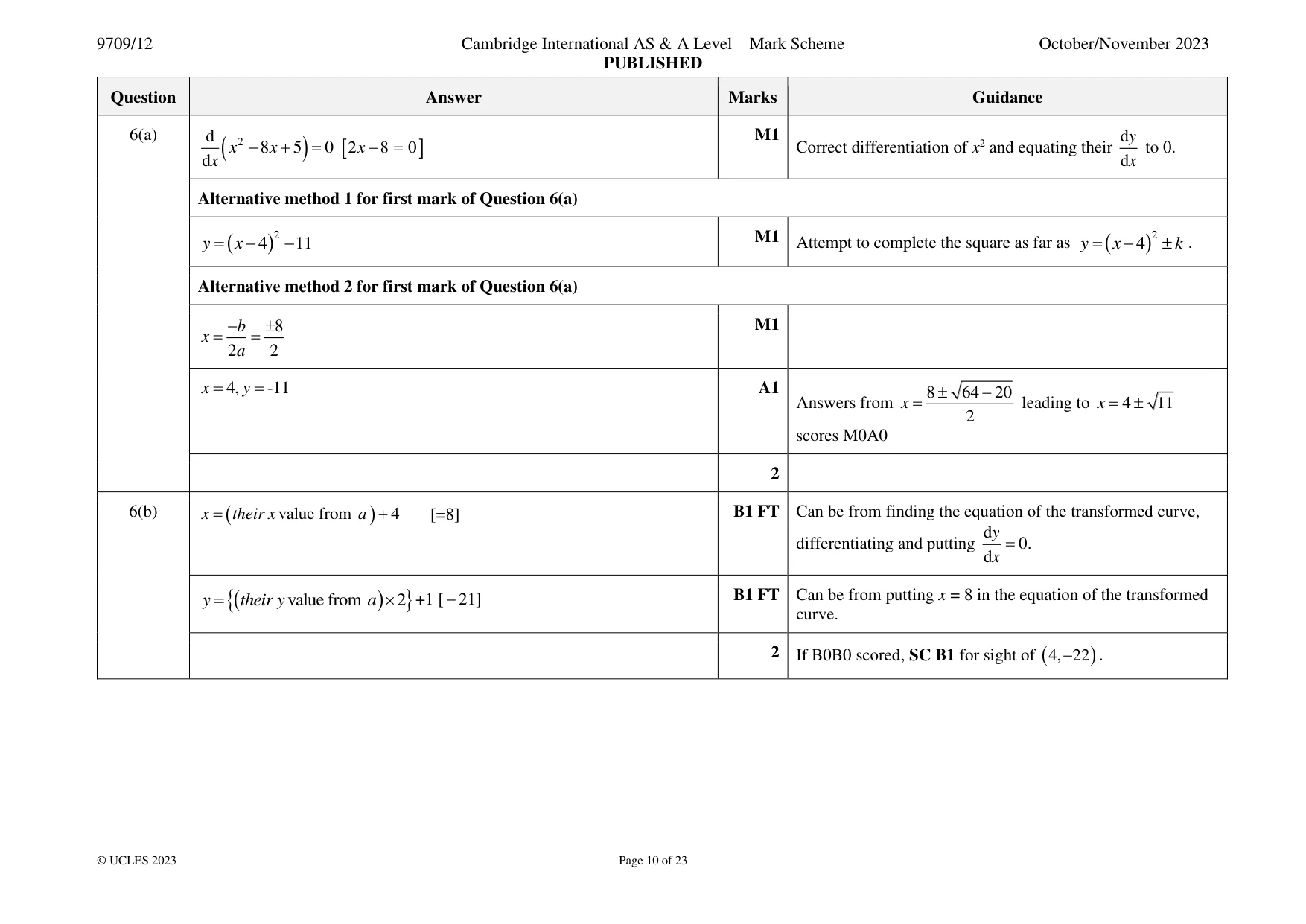 Mark scheme, page 10 of 23