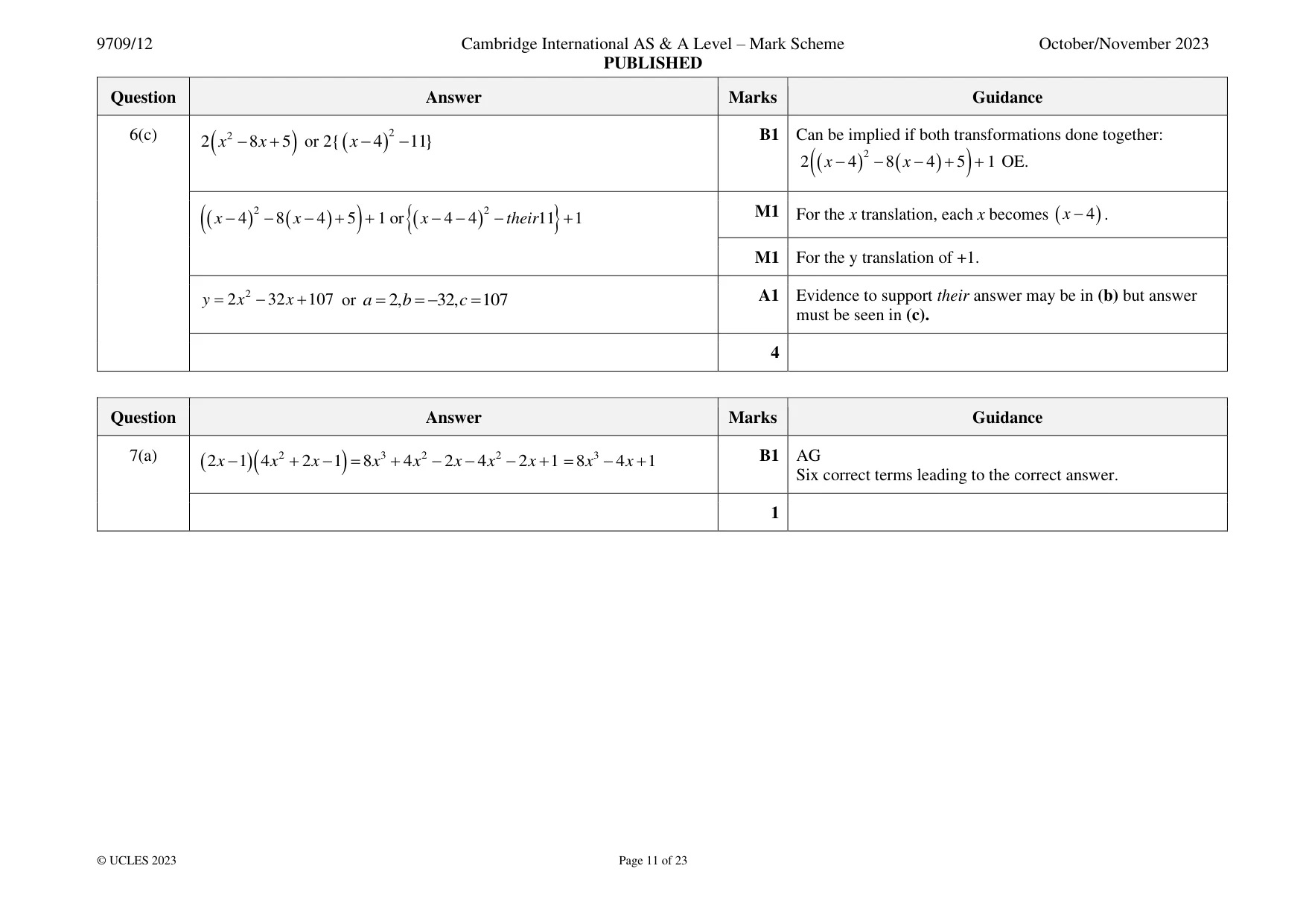 Mark scheme, page 11 of 23