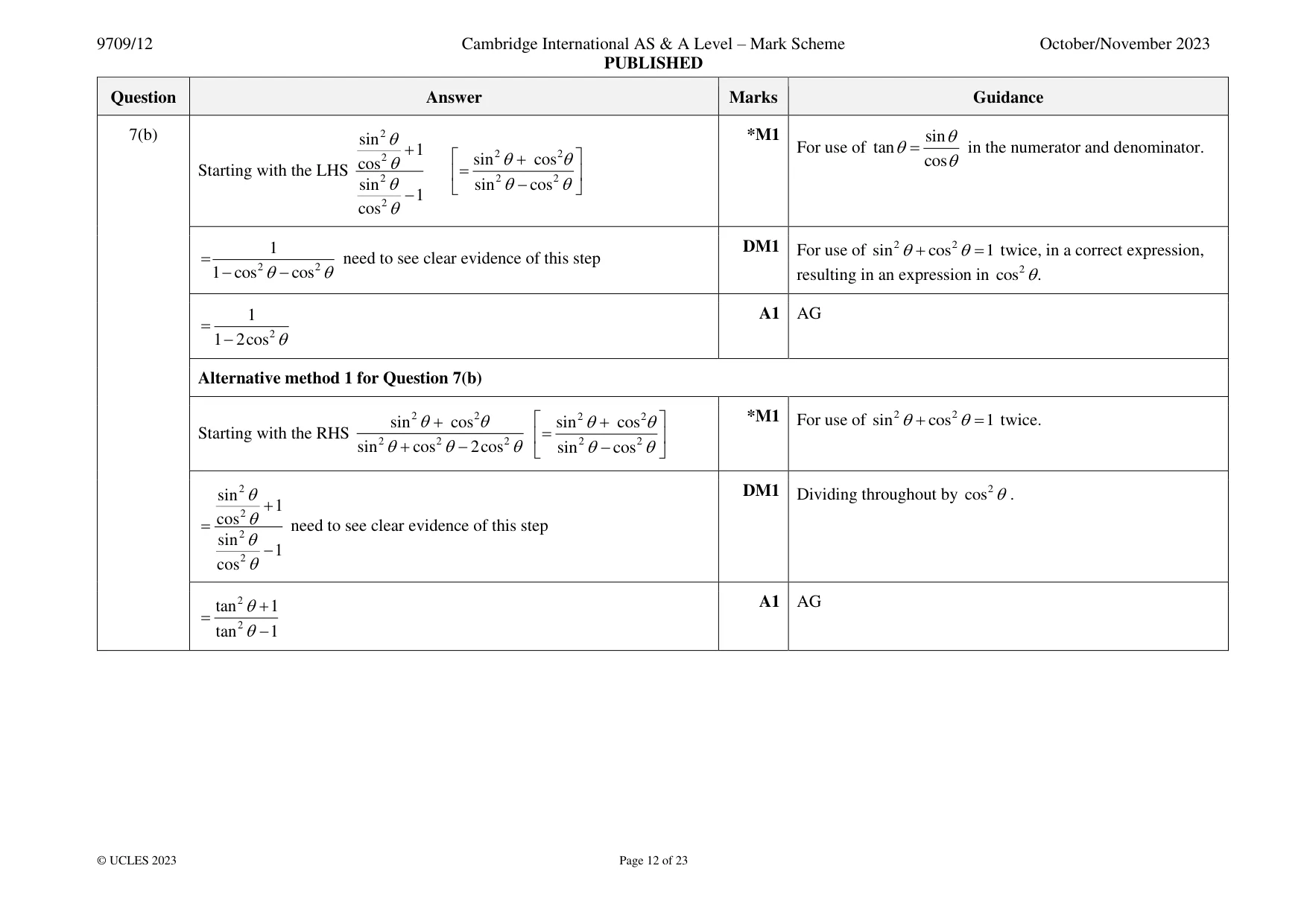 Mark scheme, page 12 of 23