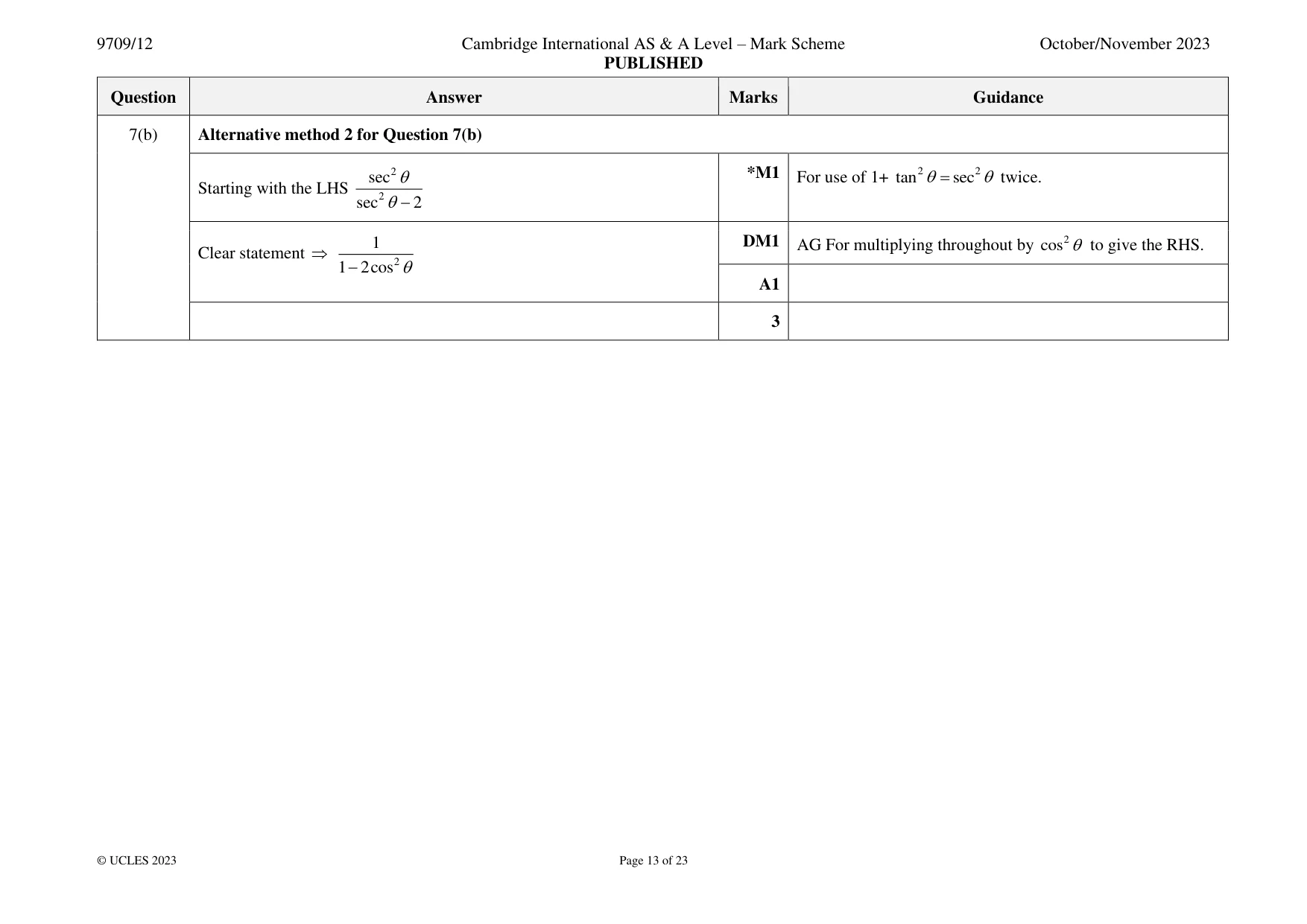 Mark scheme, page 13 of 23