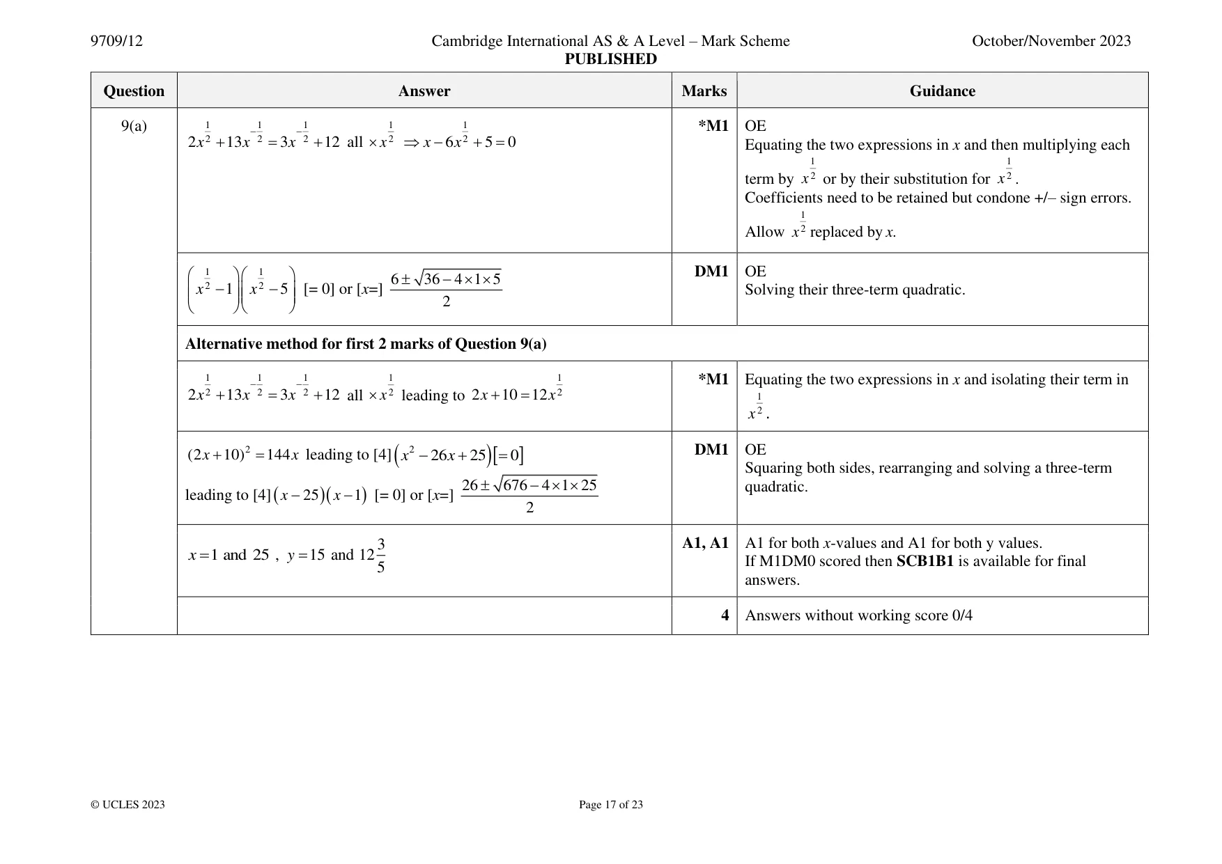 Mark scheme, page 17 of 23
