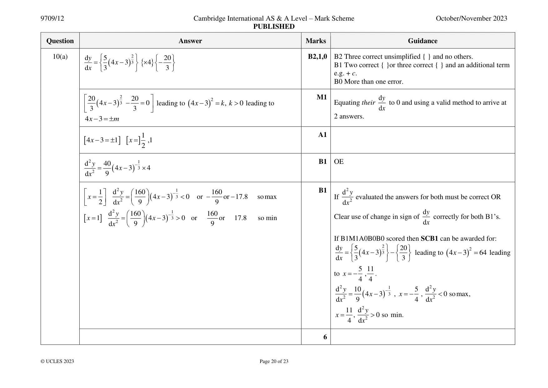 Mark scheme, page 20 of 23