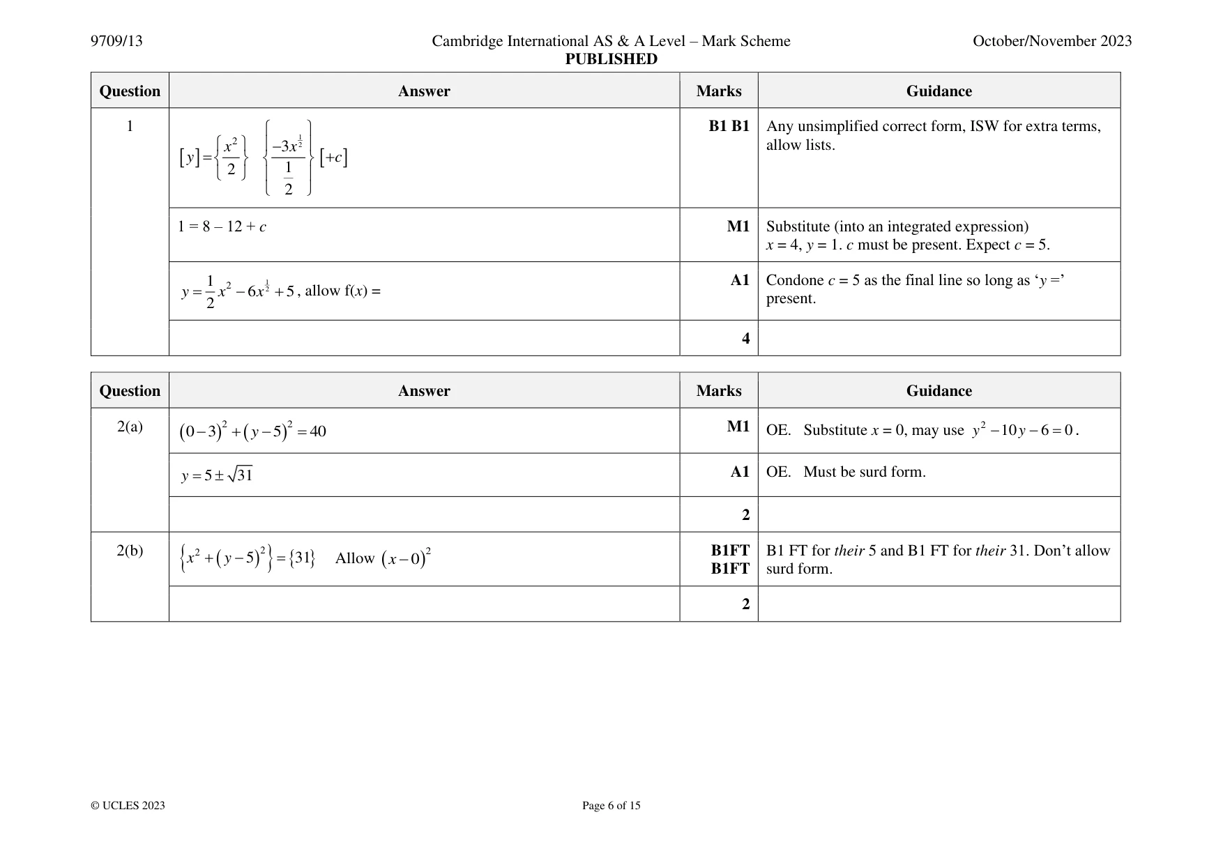 Mark scheme, page 6 of 15