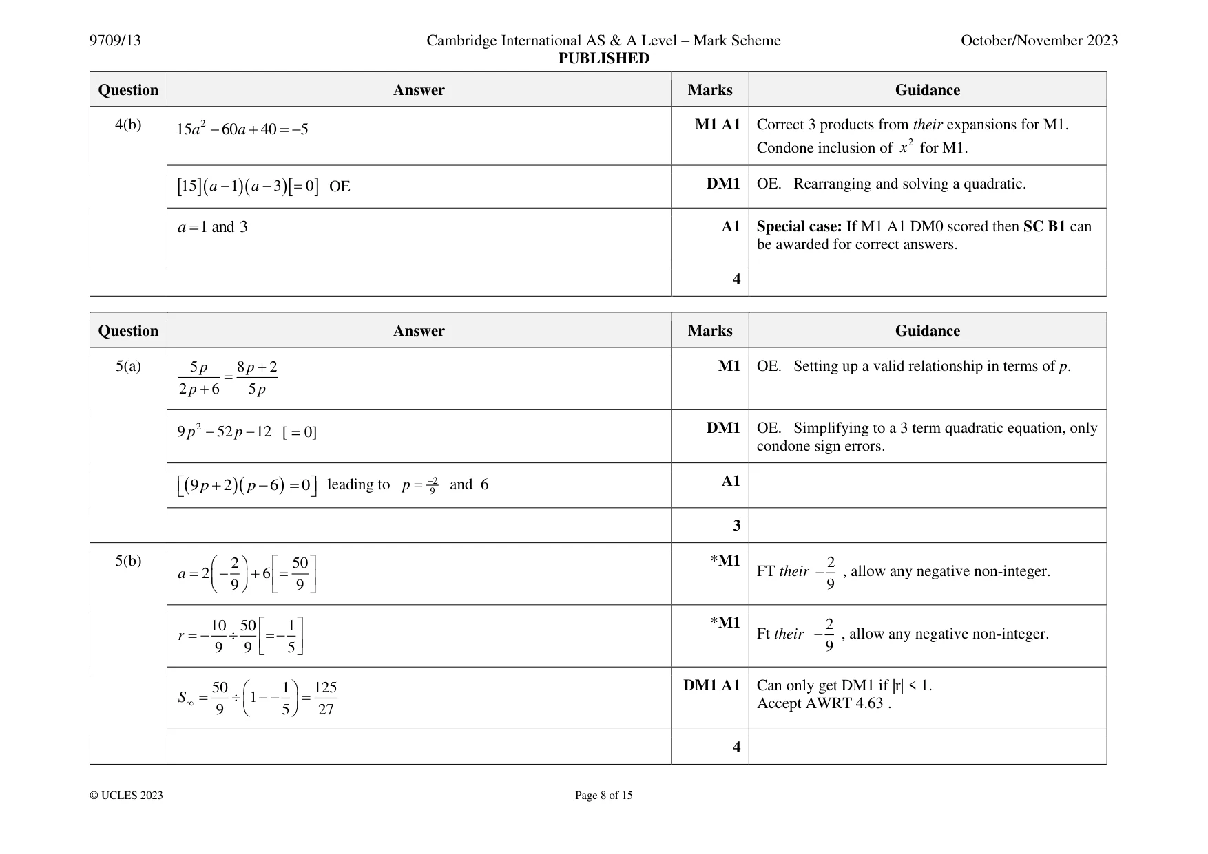 Mark scheme, page 8 of 15