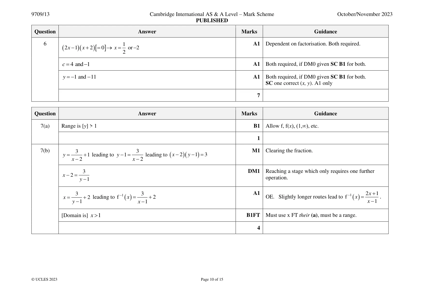 Mark scheme, page 10 of 15