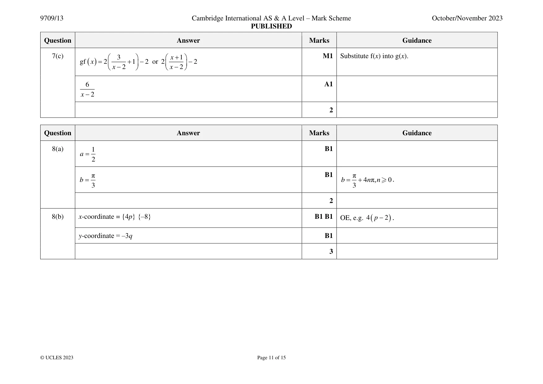 Mark scheme, page 11 of 15