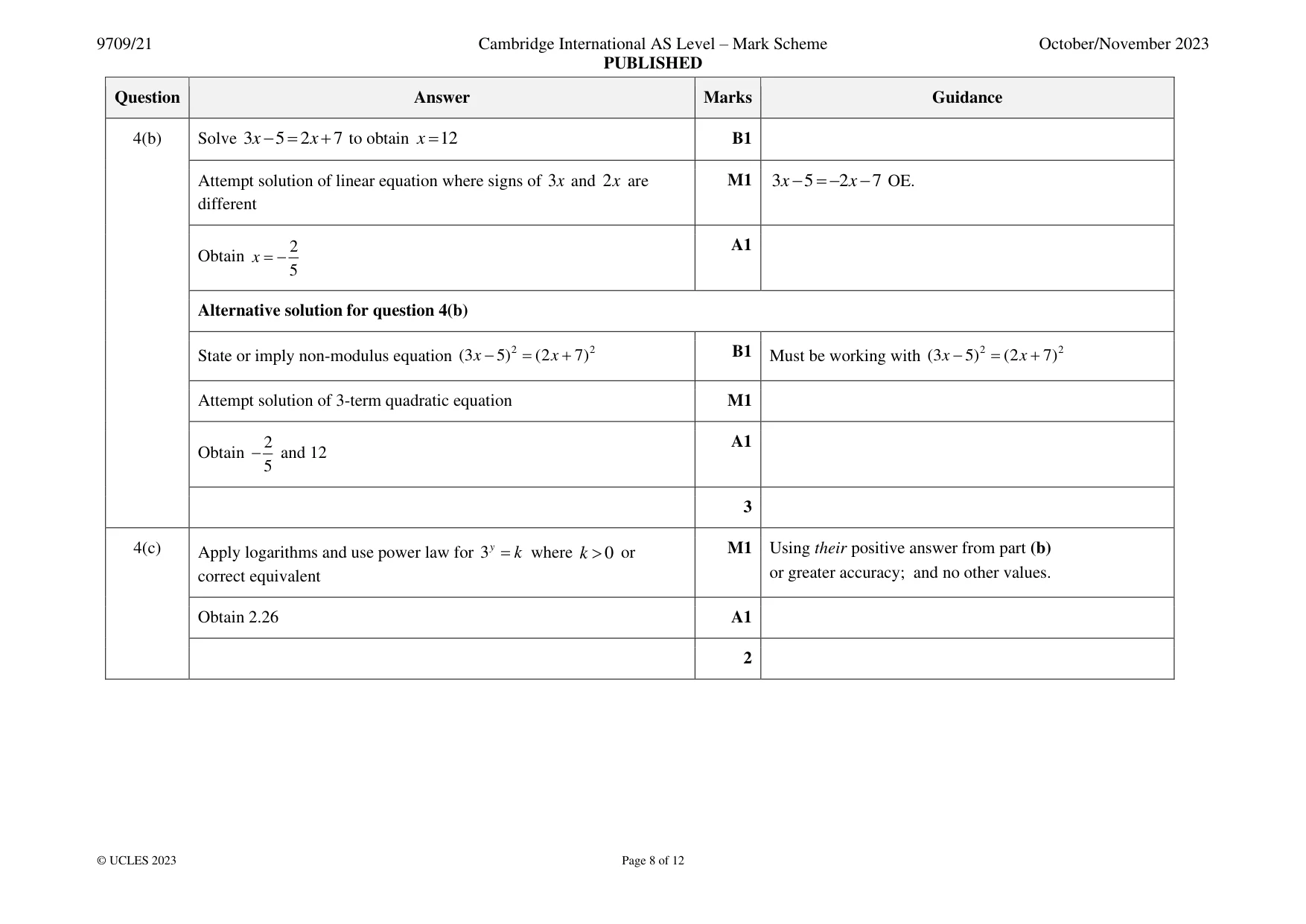 Mark scheme, page 8 of 12