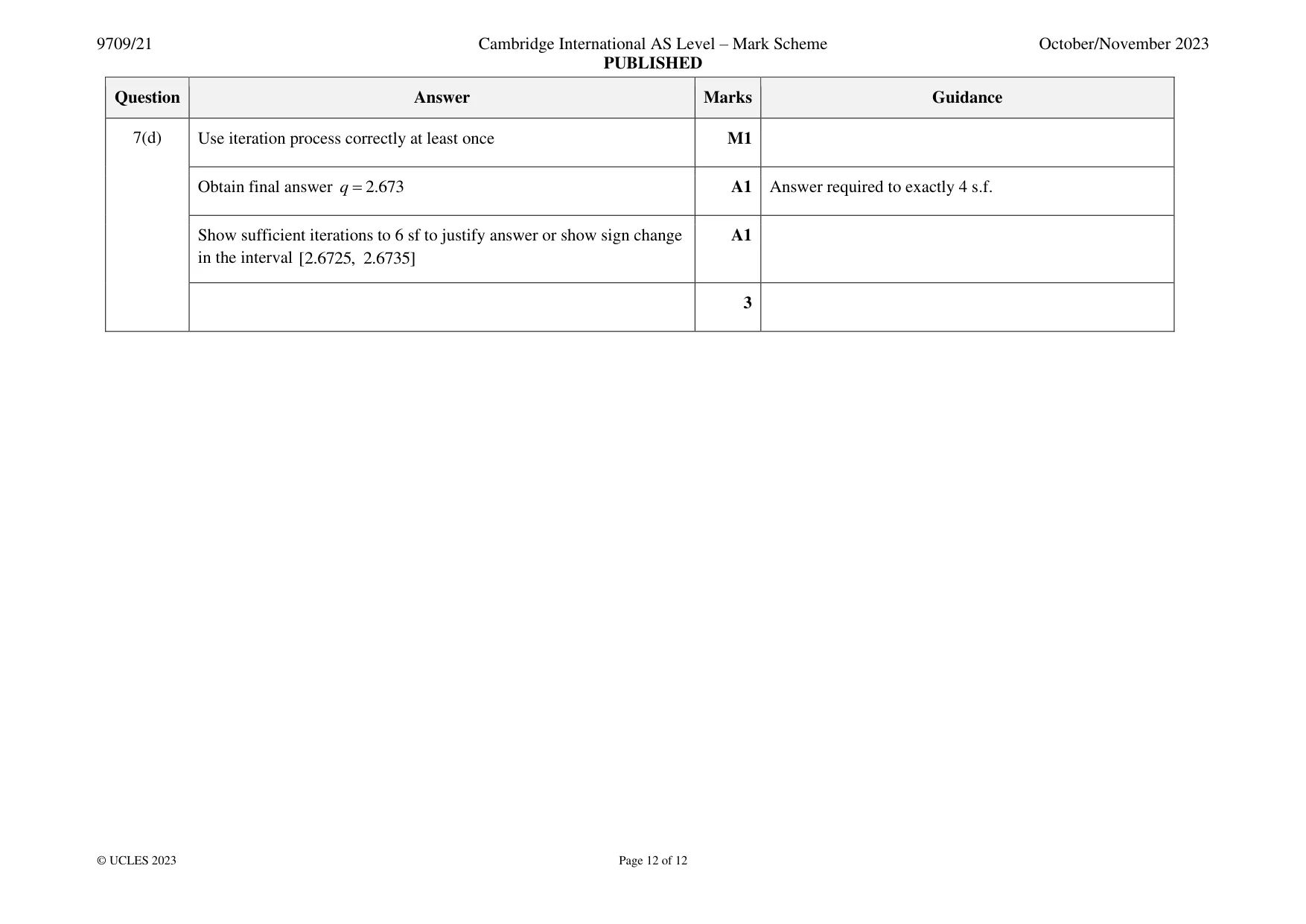 Mark scheme, page 12 of 12