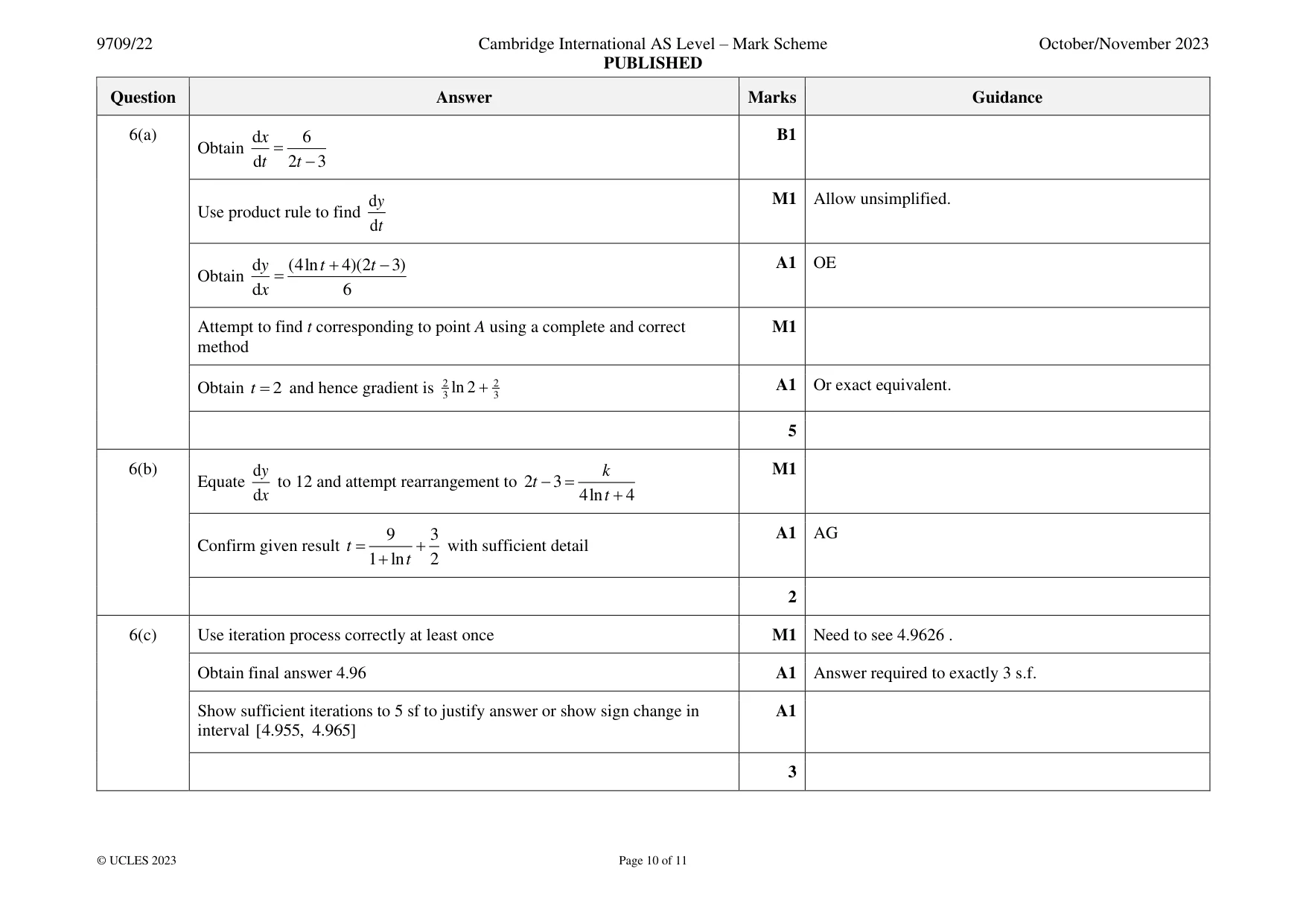 Mark scheme, page 10 of 11