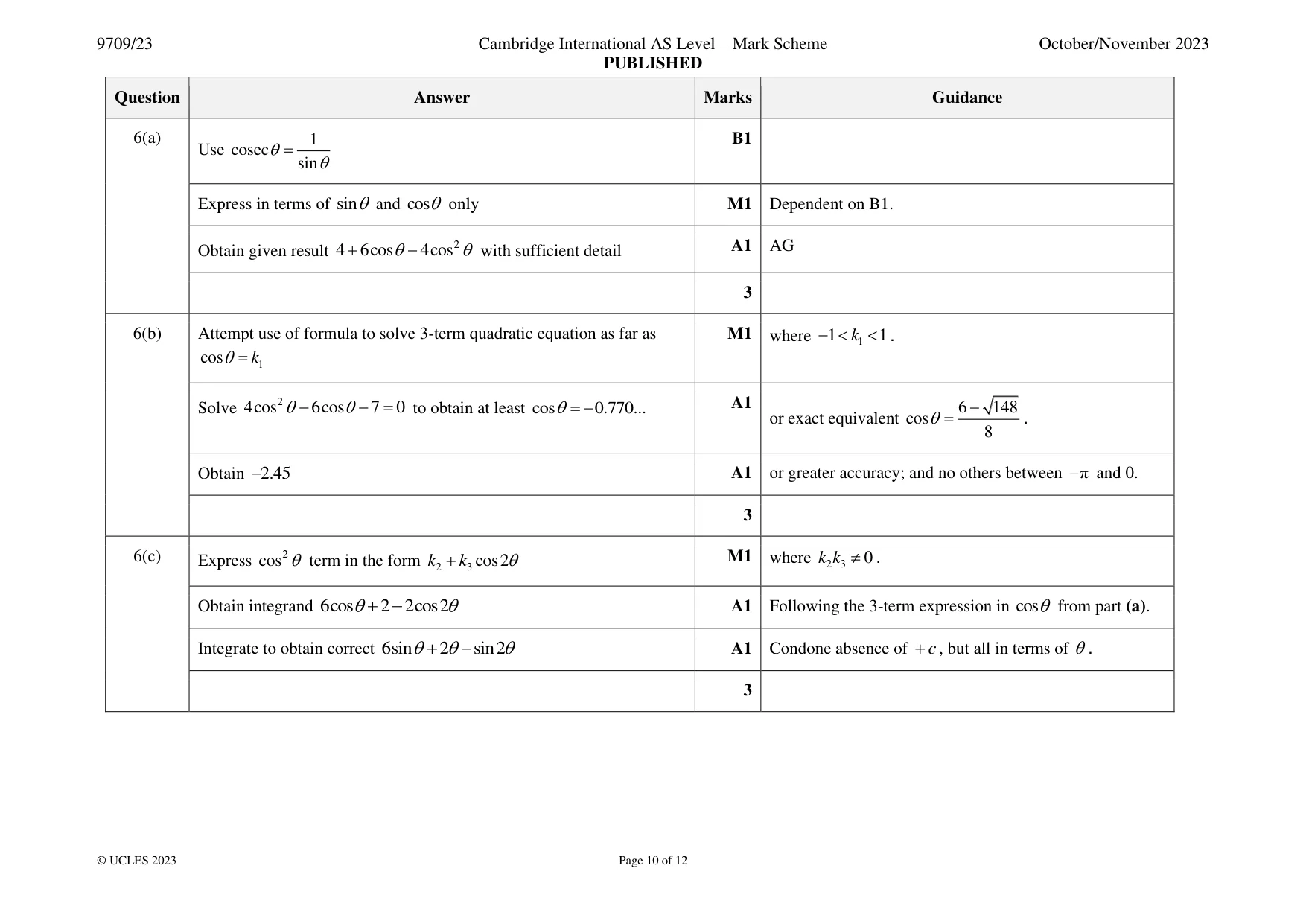 Mark scheme, page 10 of 12