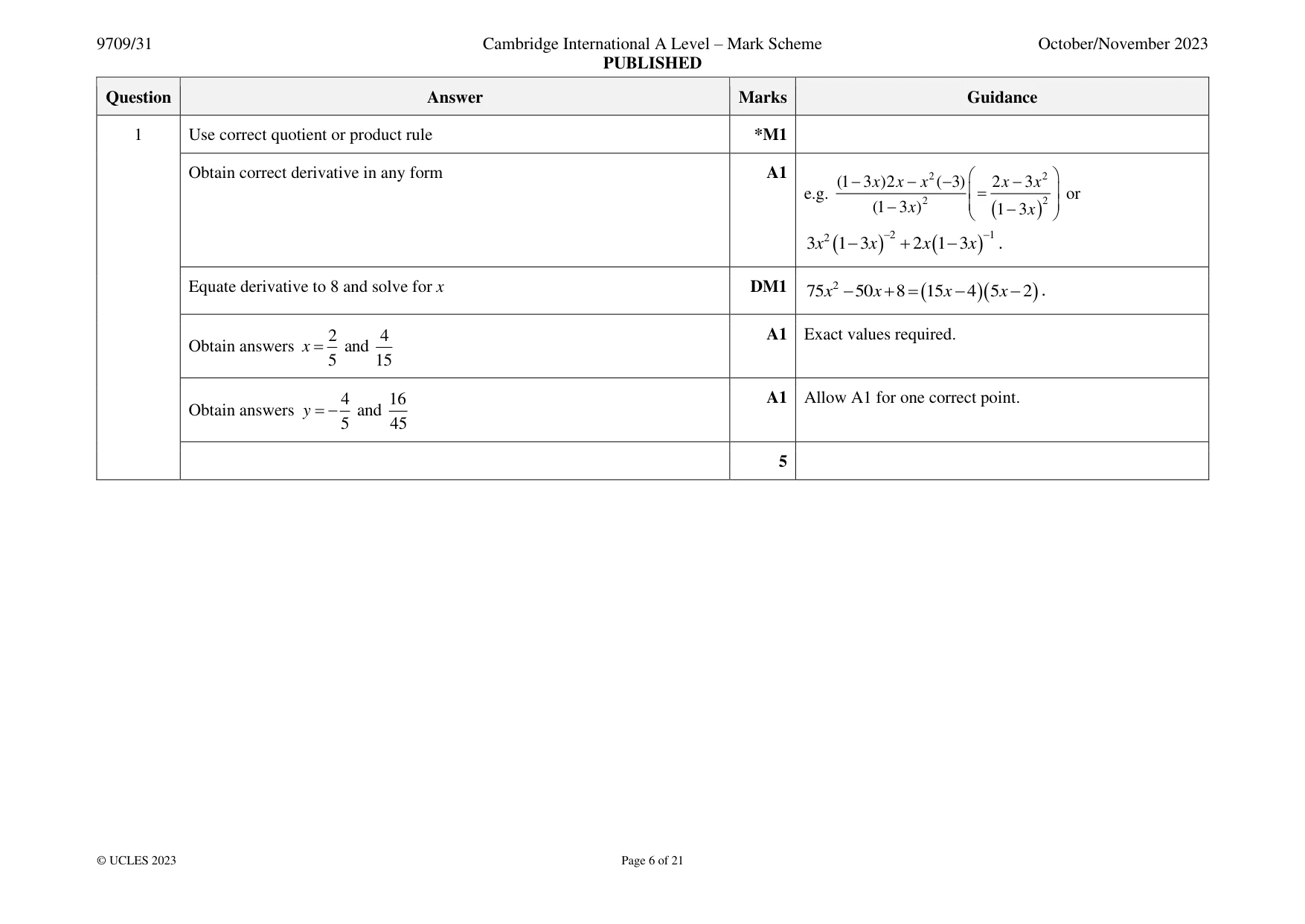 Mark scheme, page 6 of 21