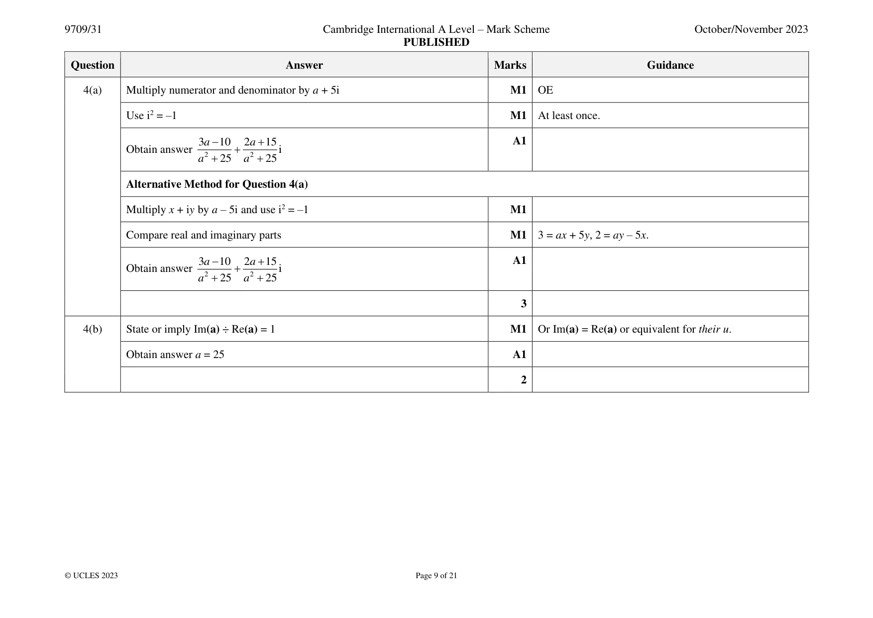Mark scheme, page 9 of 21