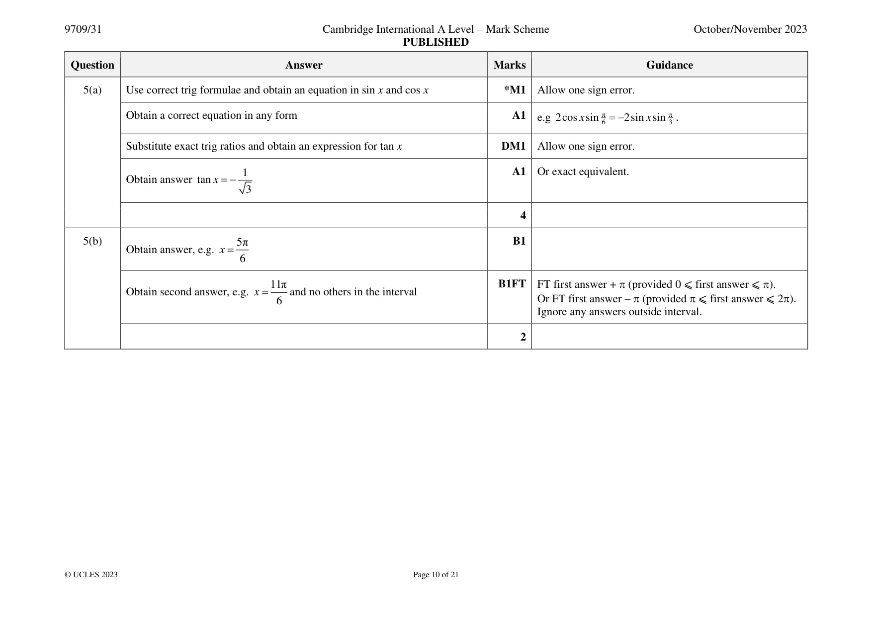Mark scheme, page 10 of 21