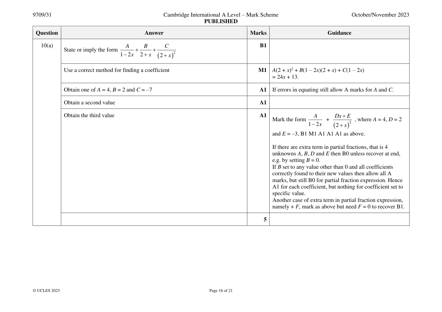 Mark scheme, page 16 of 21