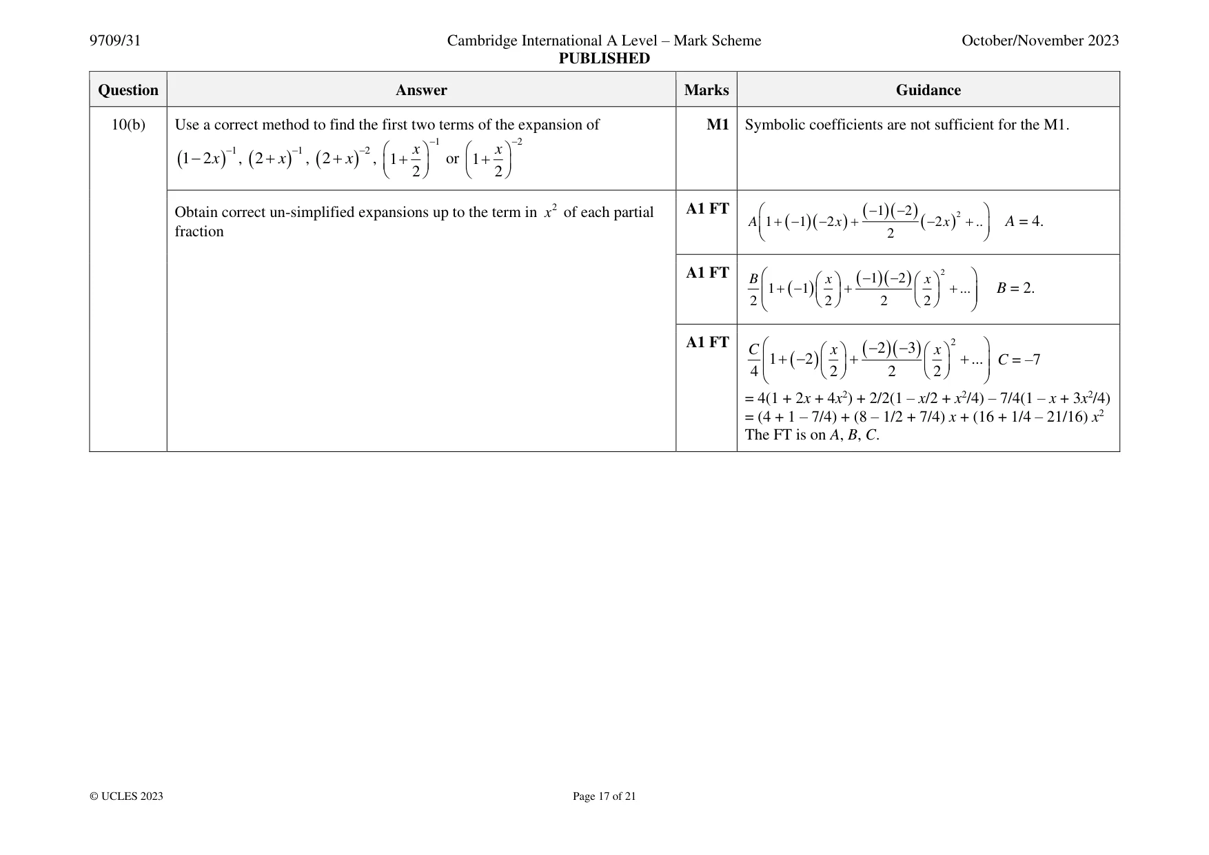 Mark scheme, page 17 of 21