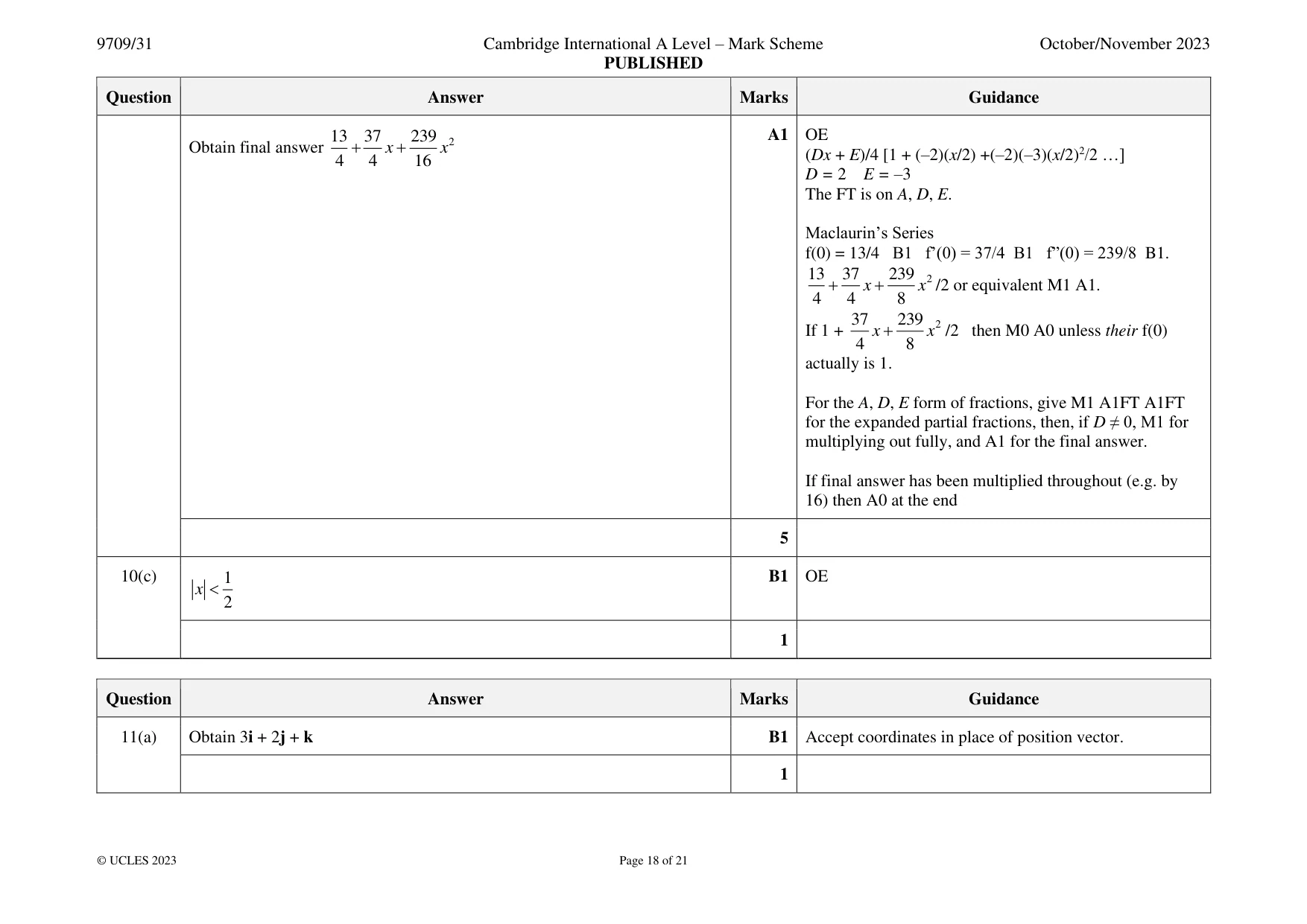 Mark scheme, page 18 of 21