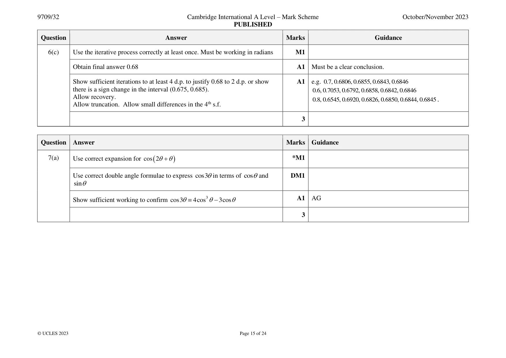 Mark scheme, page 15 of 24