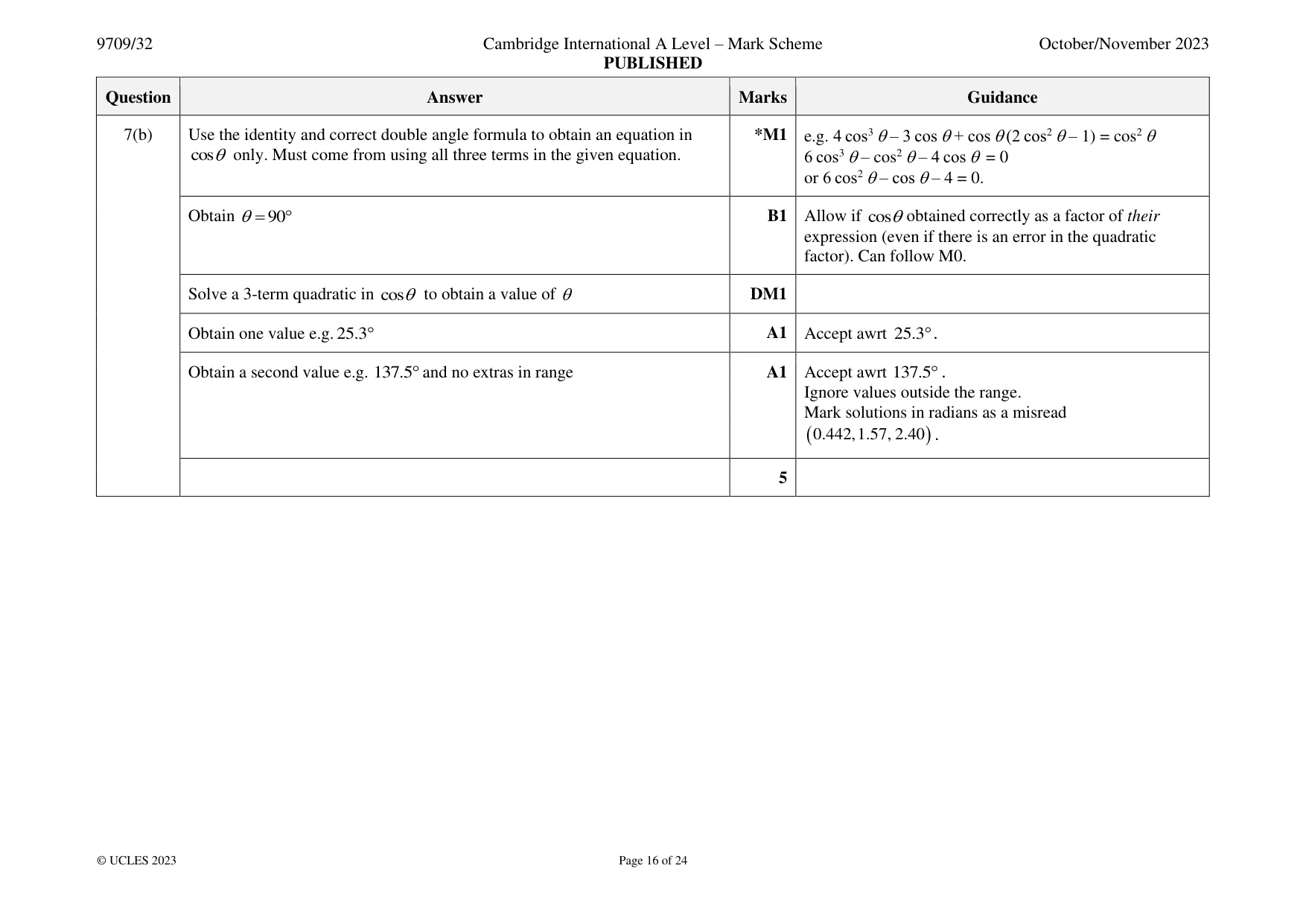 Mark scheme, page 16 of 24