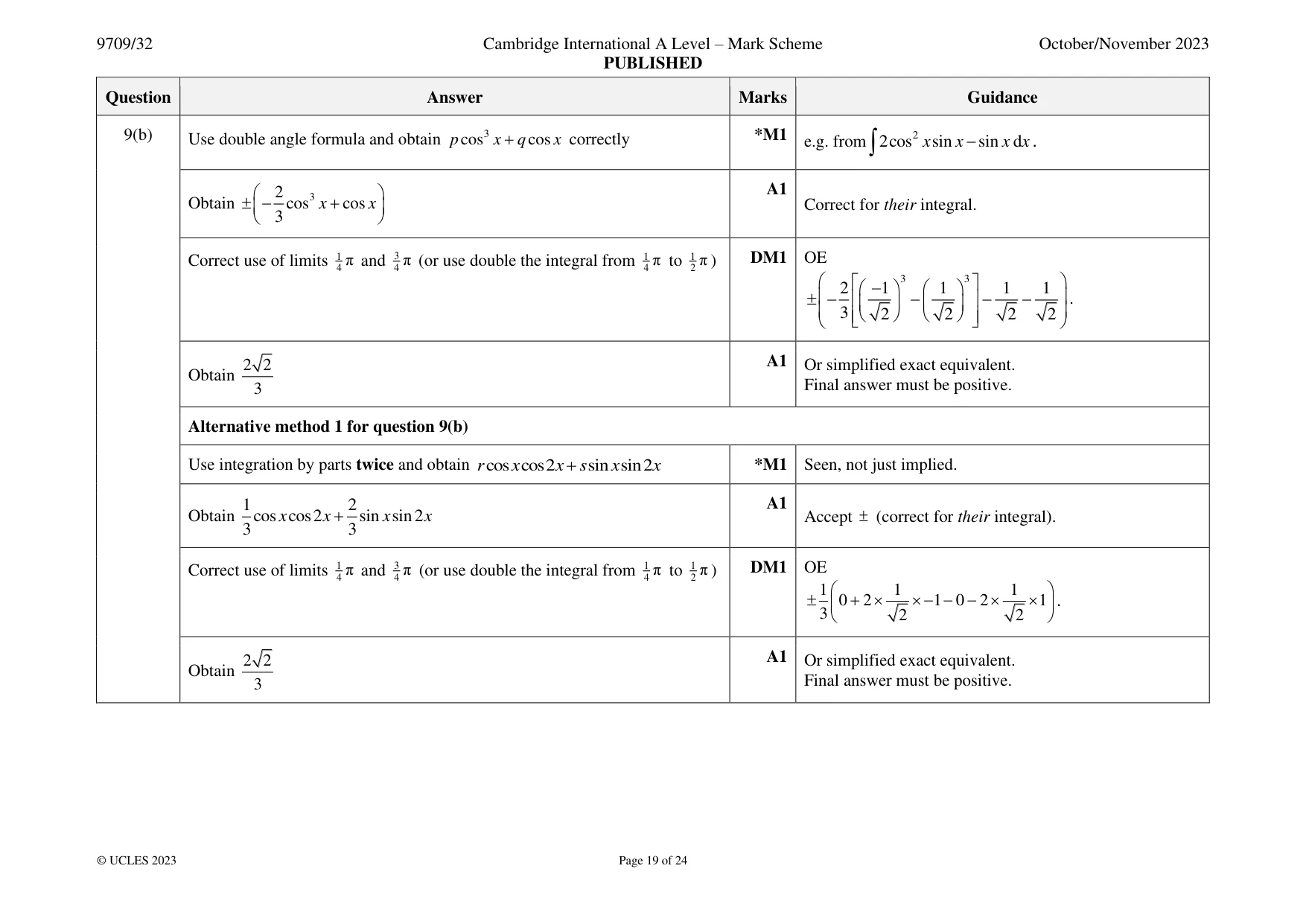 Mark scheme, page 19 of 24