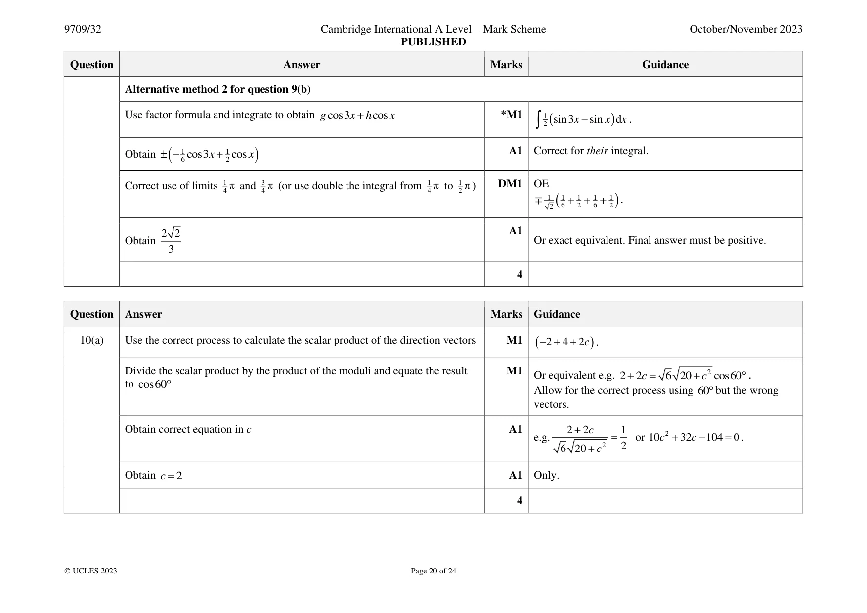 Mark scheme, page 20 of 24