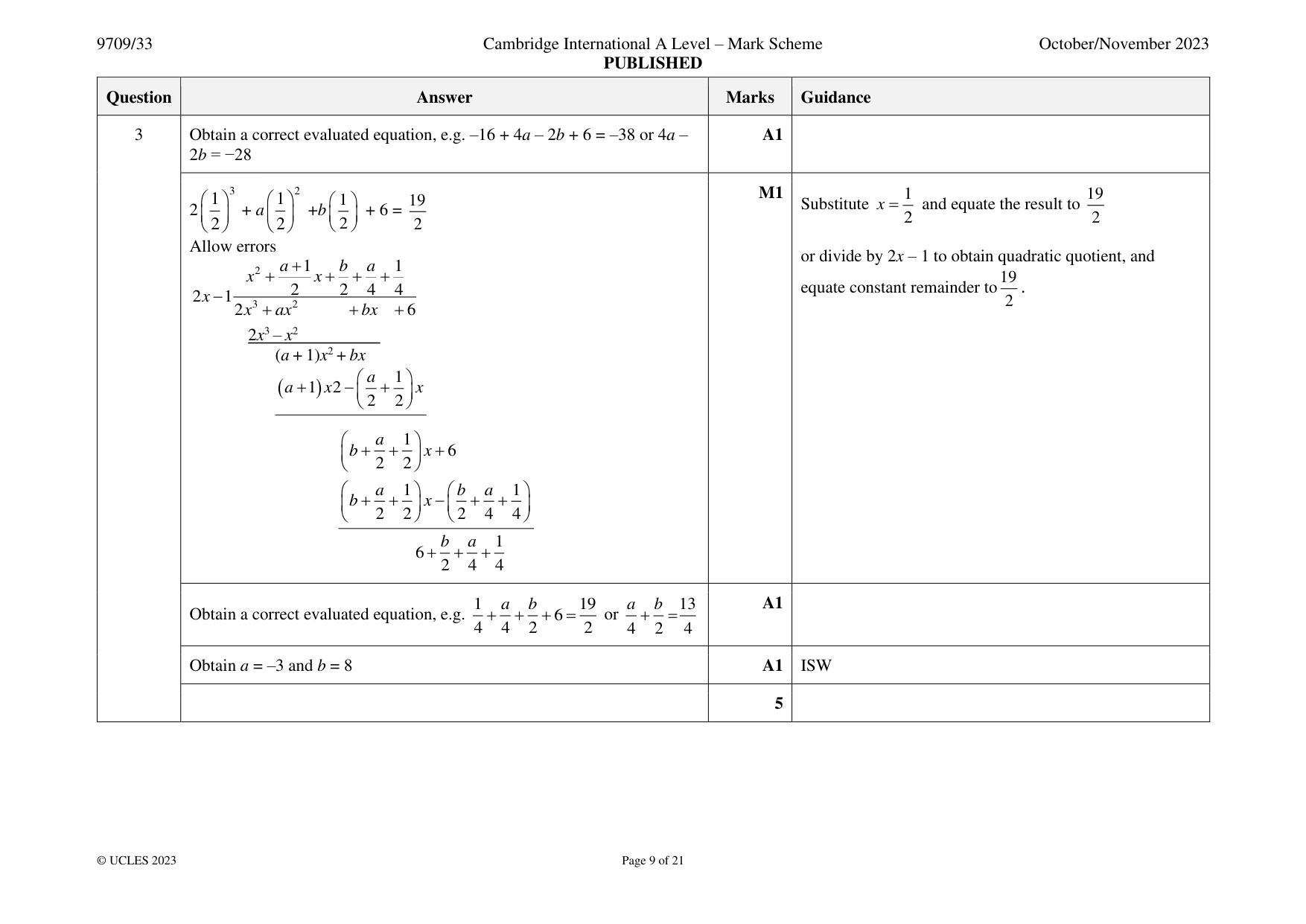 Mark scheme, page 9 of 21