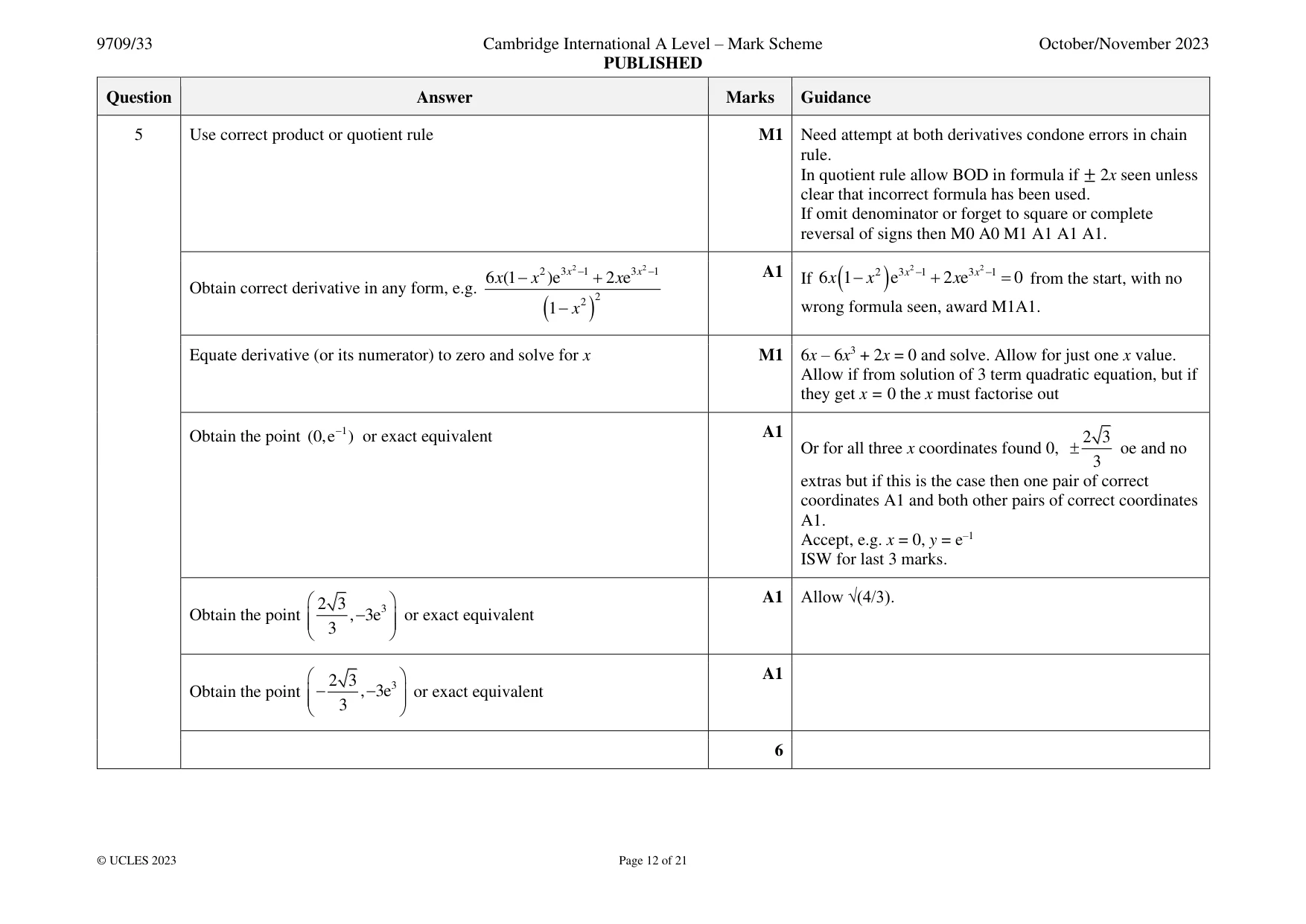 Mark scheme, page 12 of 21