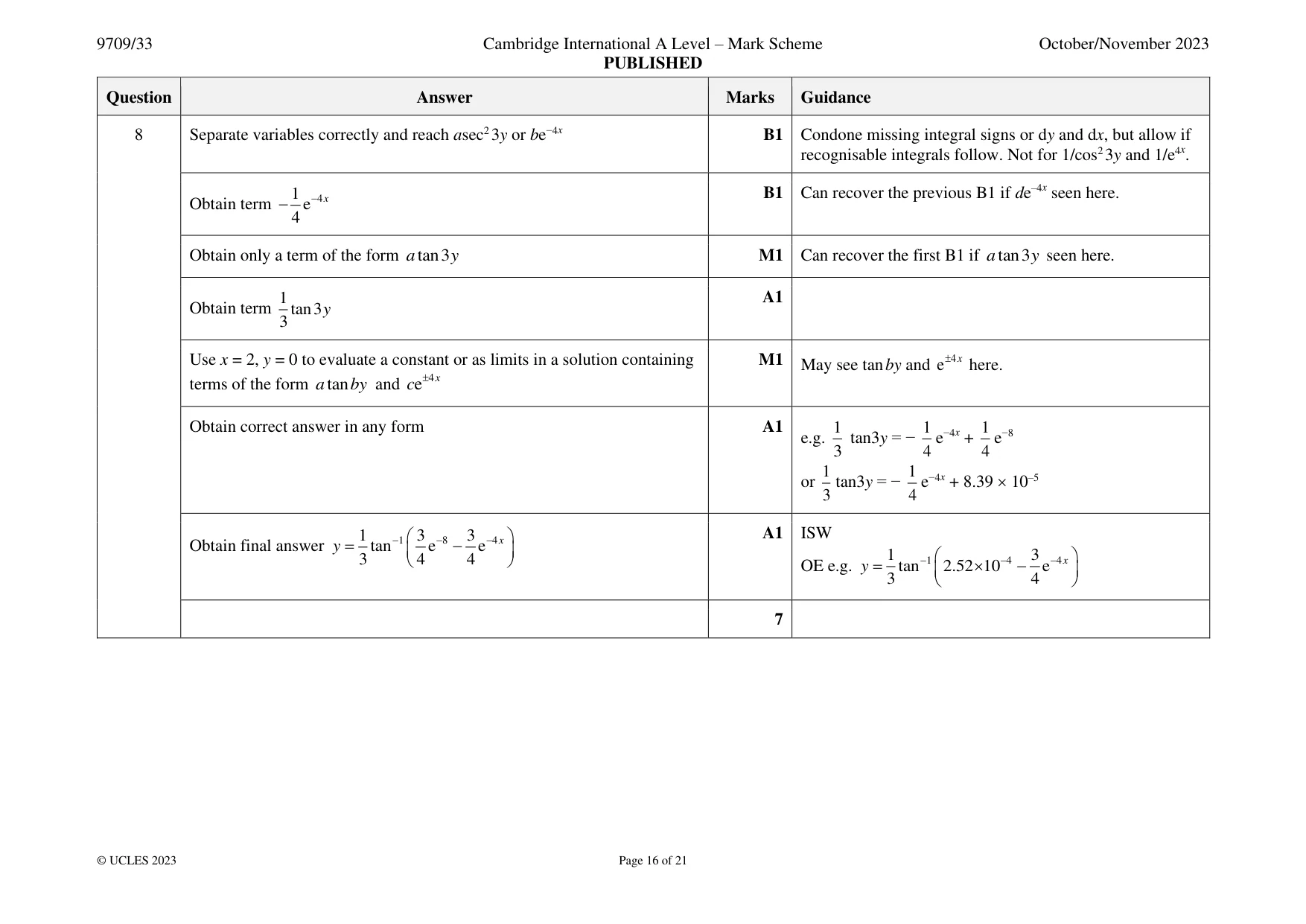 Mark scheme, page 16 of 21