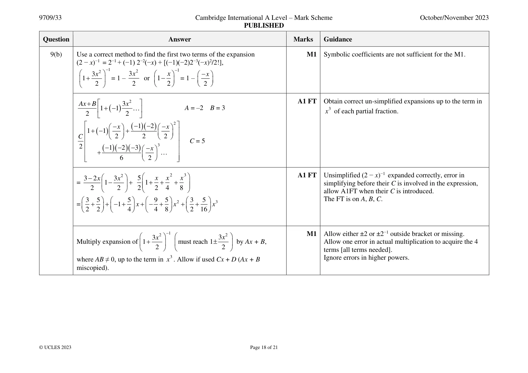 Mark scheme, page 18 of 21