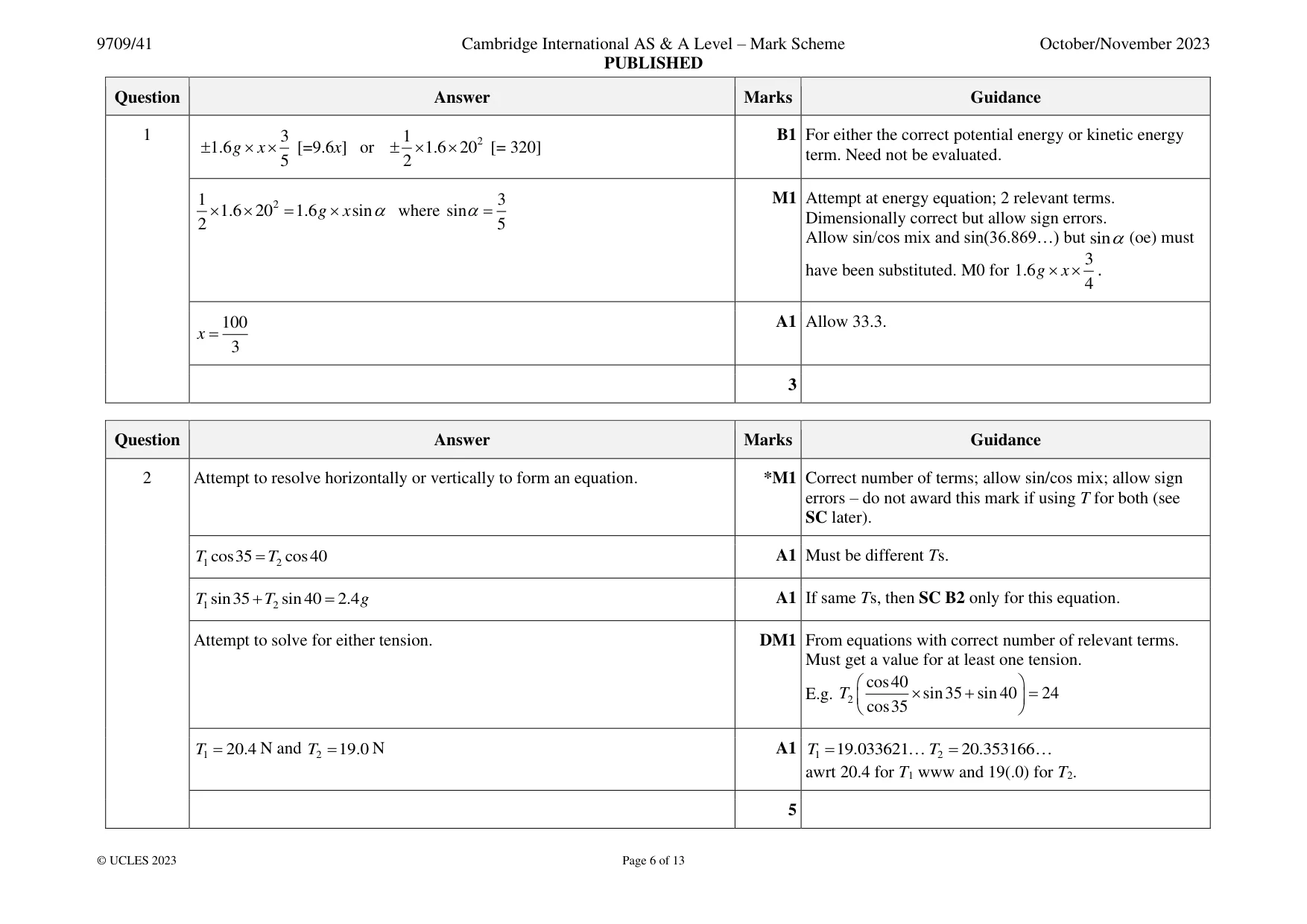 Mark scheme, page 6 of 13