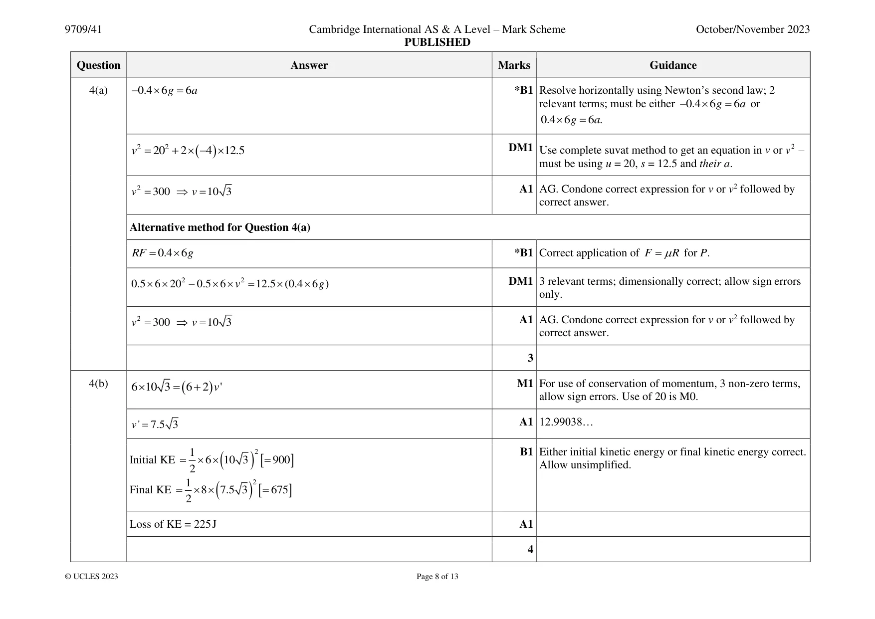 Mark scheme, page 8 of 13