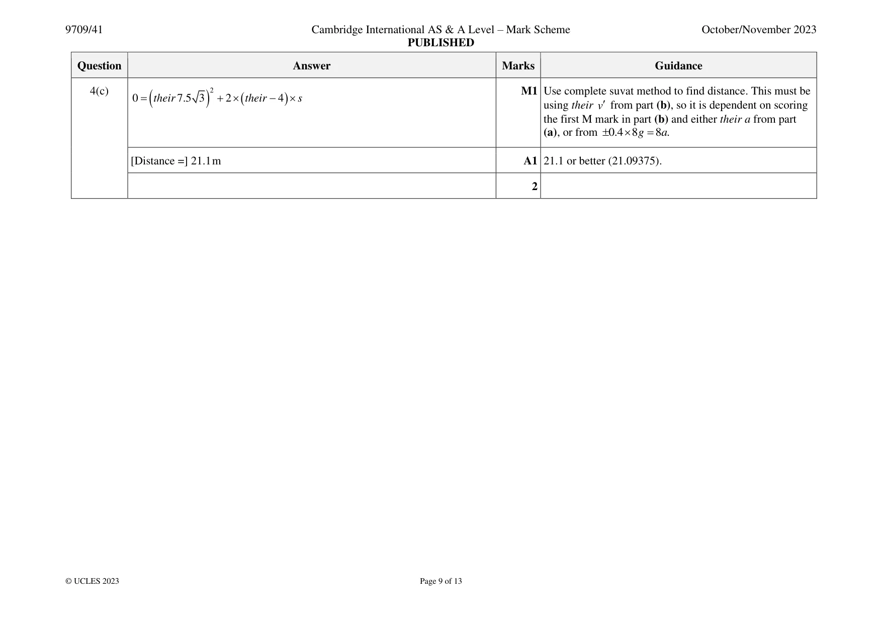 Mark scheme, page 9 of 13