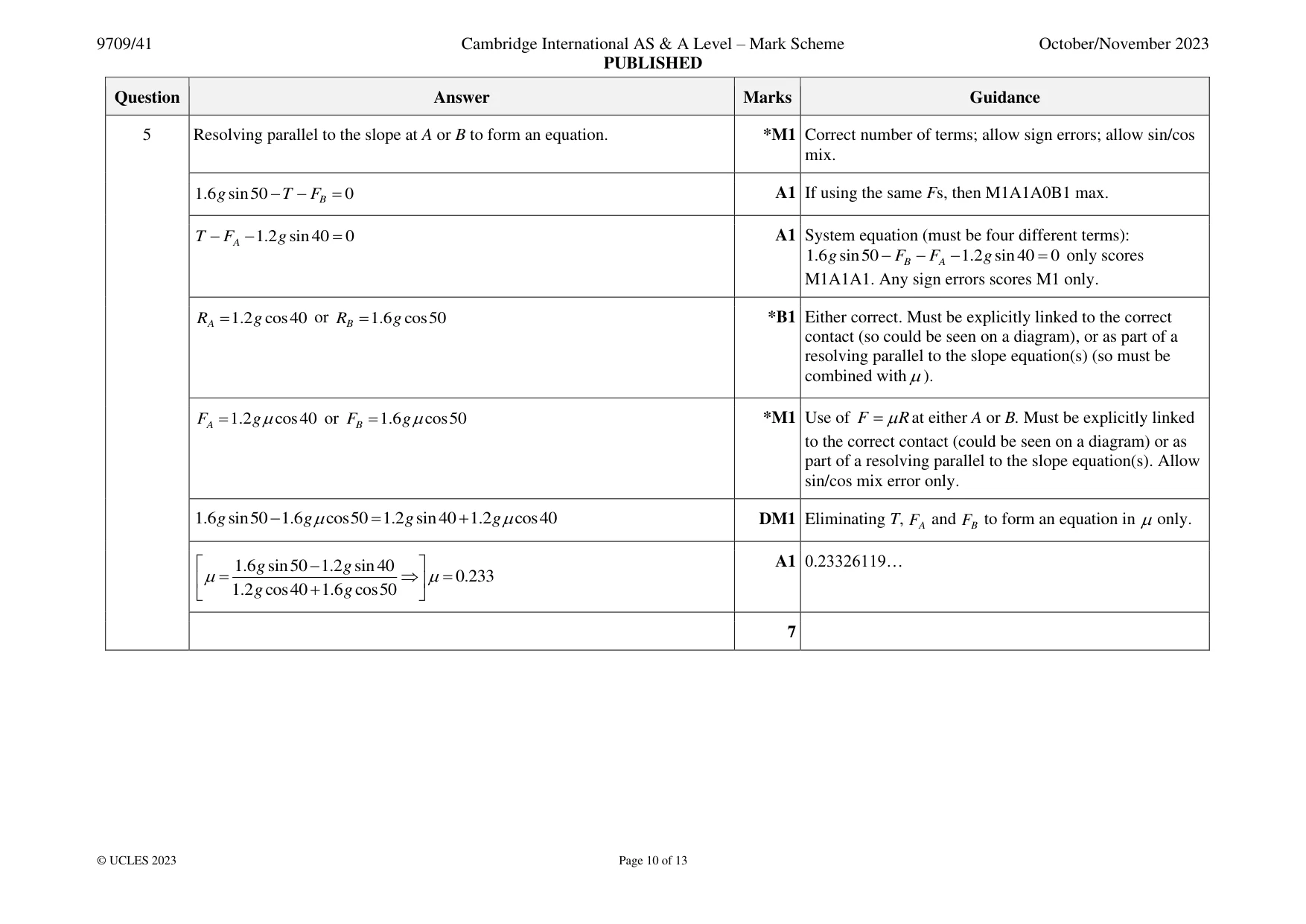 Mark scheme, page 10 of 13
