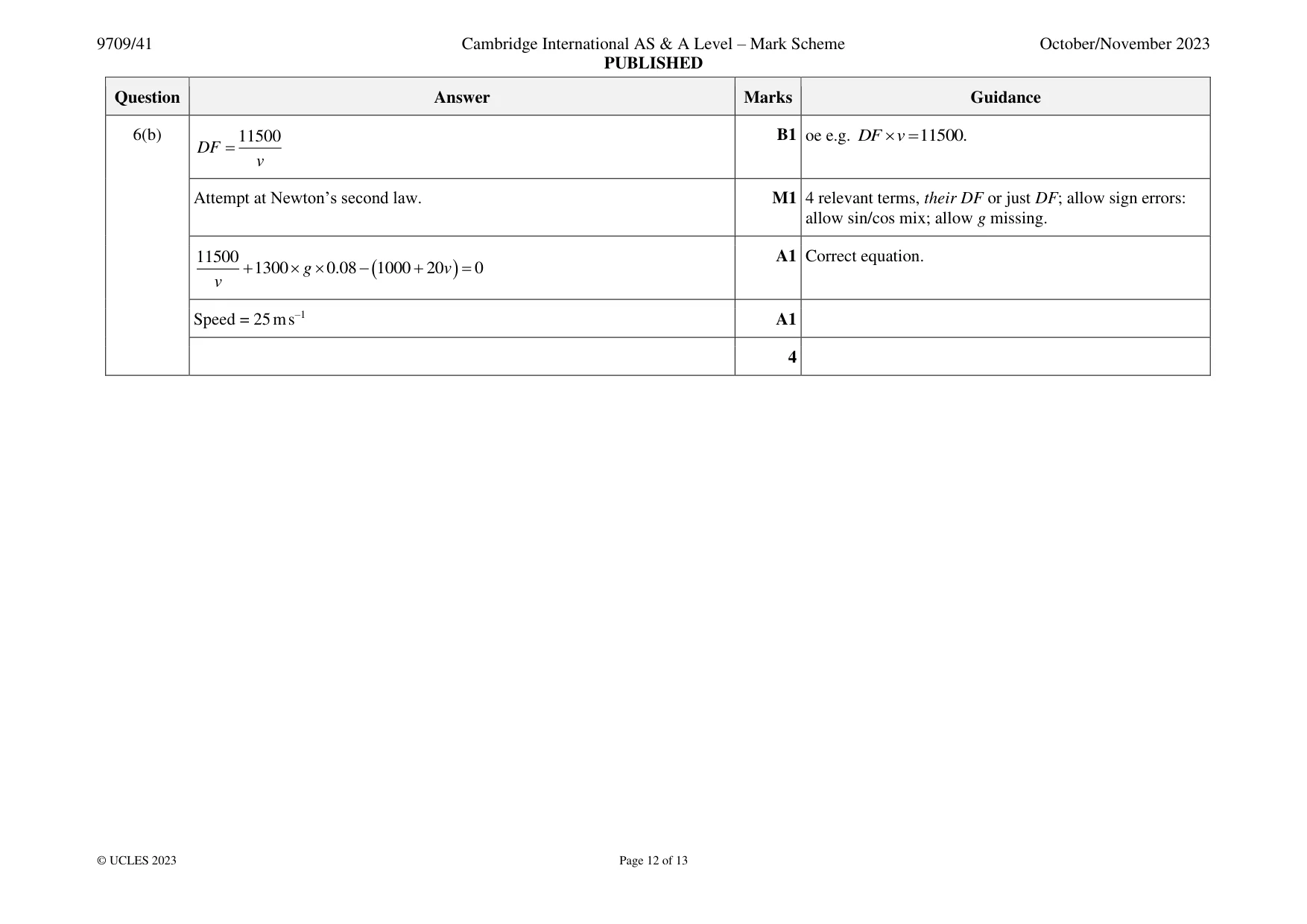Mark scheme, page 12 of 13