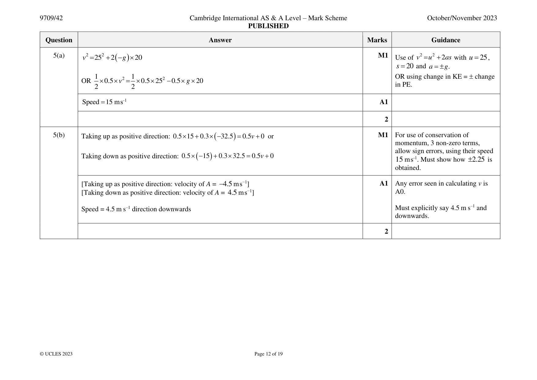 Mark scheme, page 12 of 19