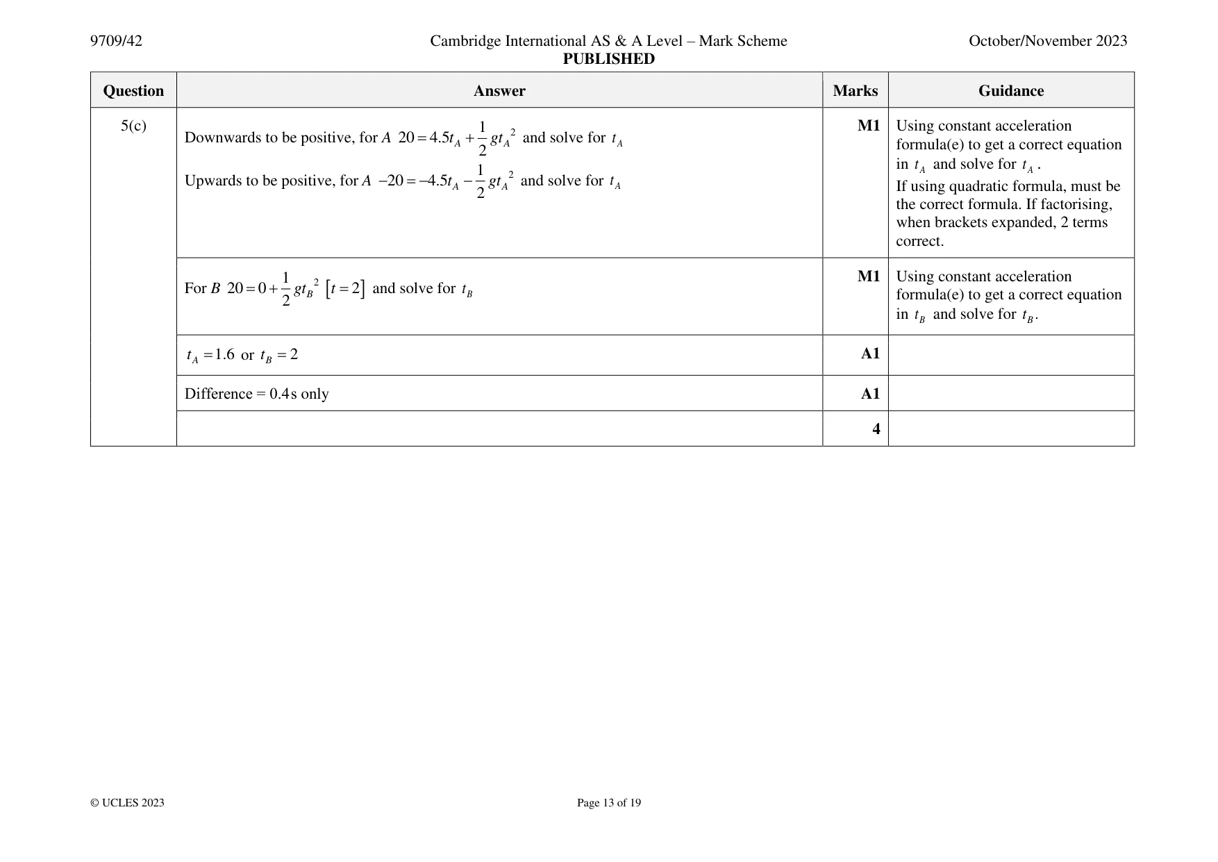 Mark scheme, page 13 of 19