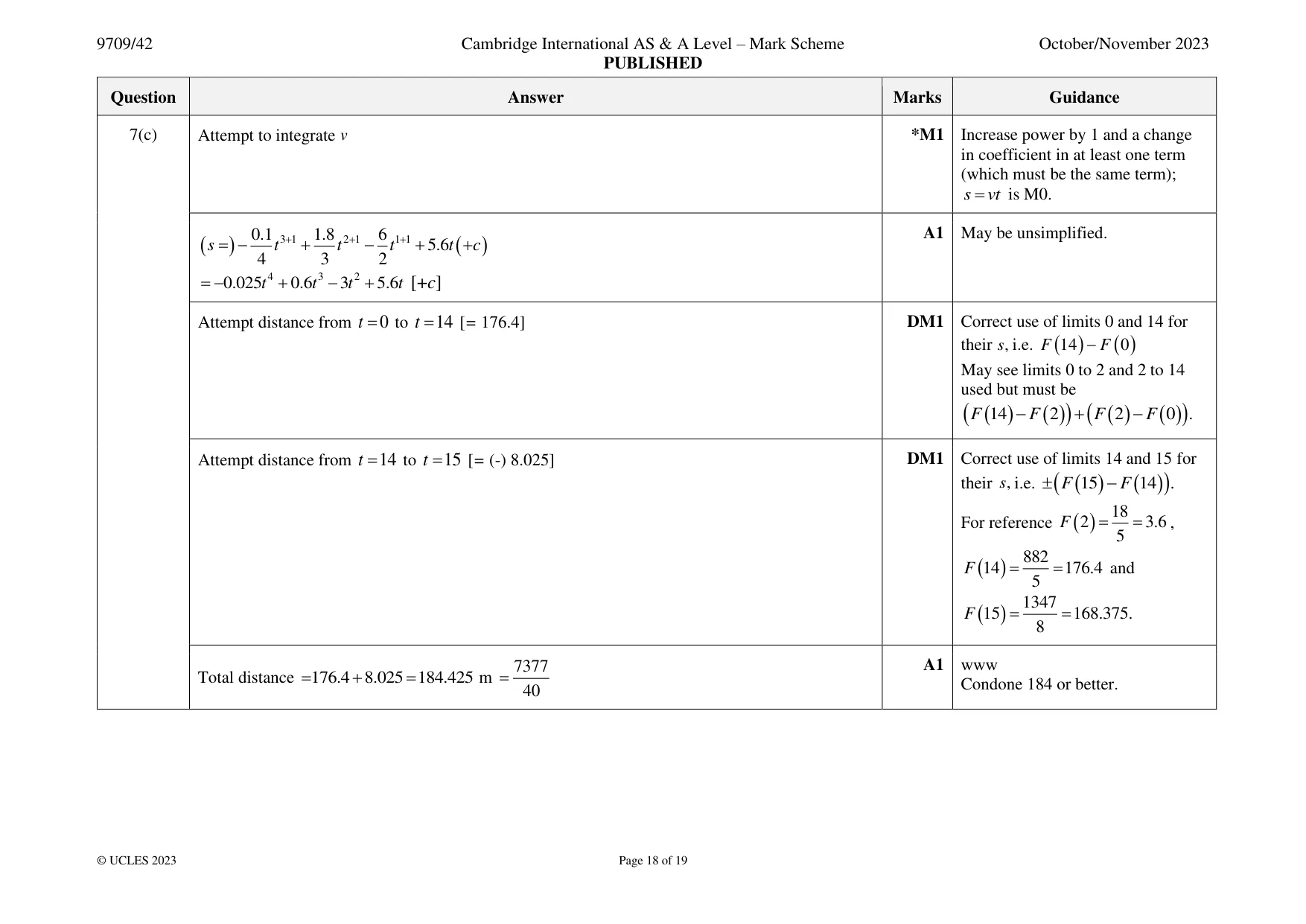 Mark scheme, page 18 of 19