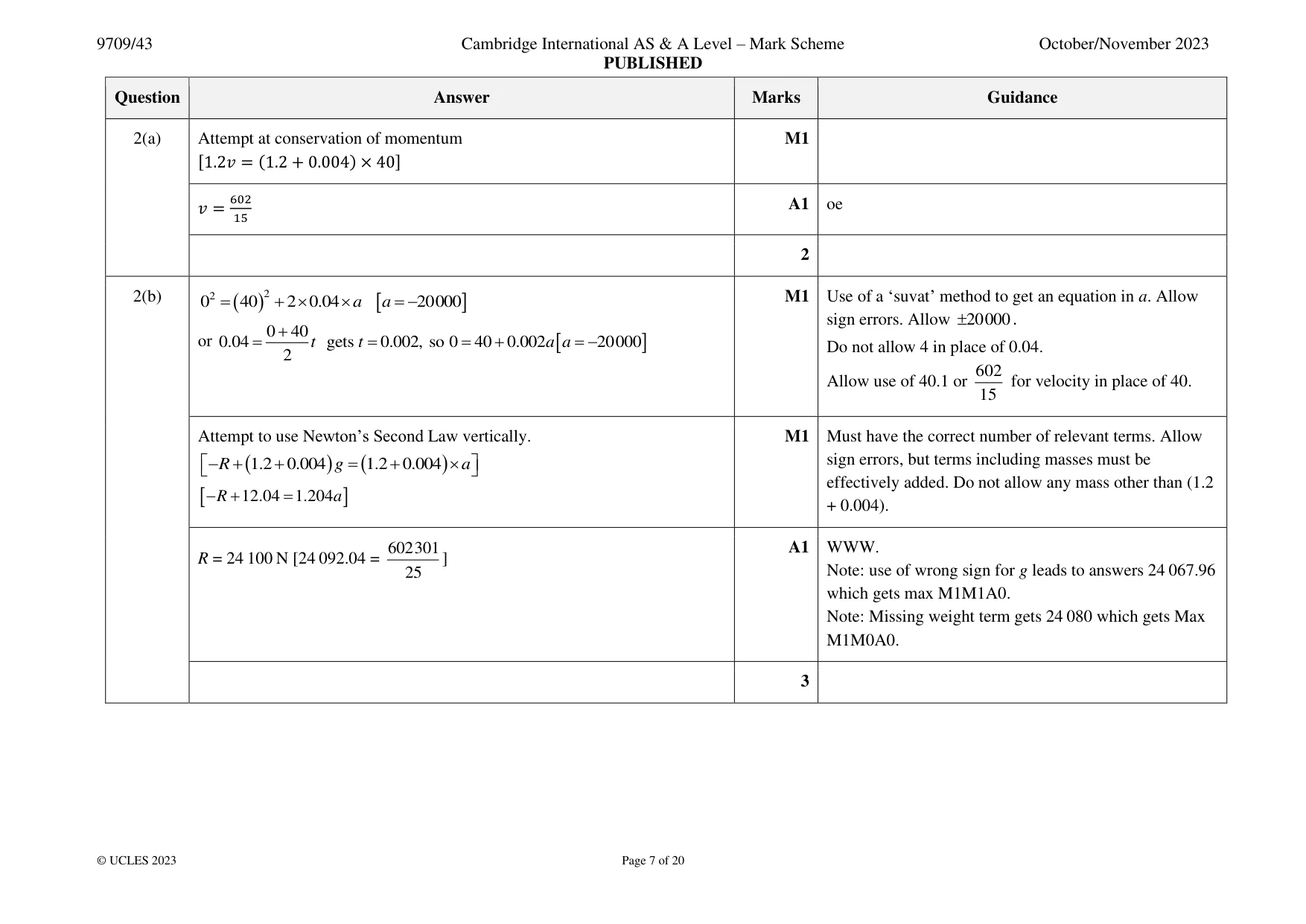 Mark scheme, page 7 of 20
