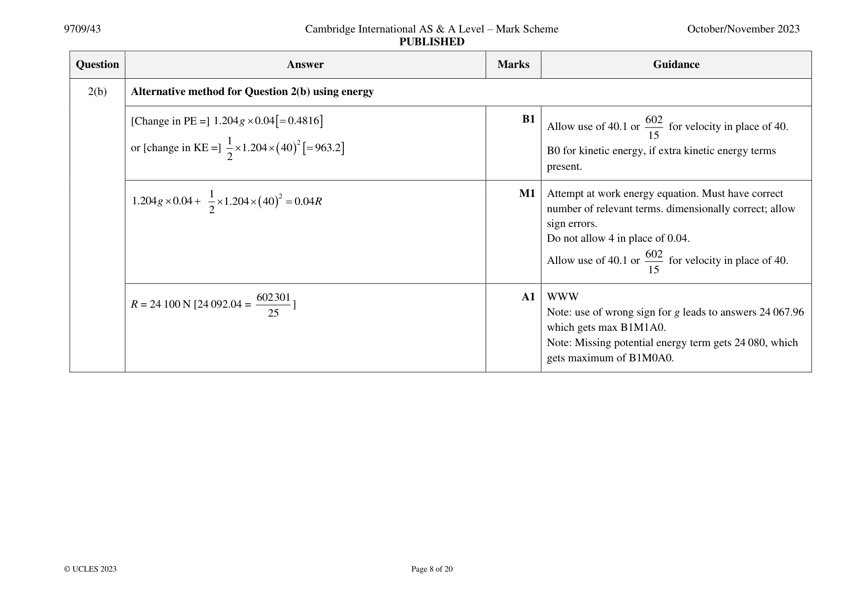Mark scheme, page 8 of 20