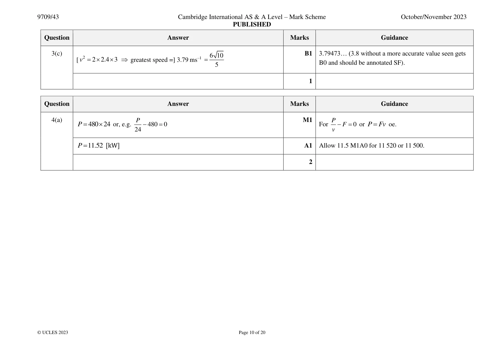 Mark scheme, page 10 of 20