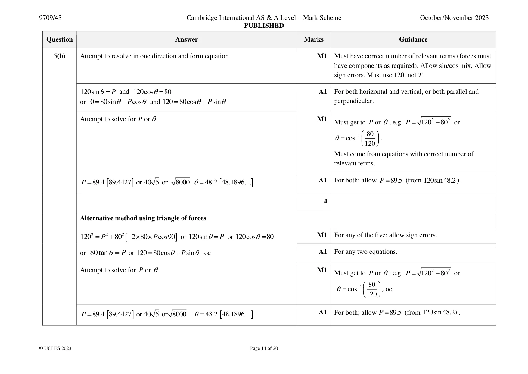 Mark scheme, page 14 of 20