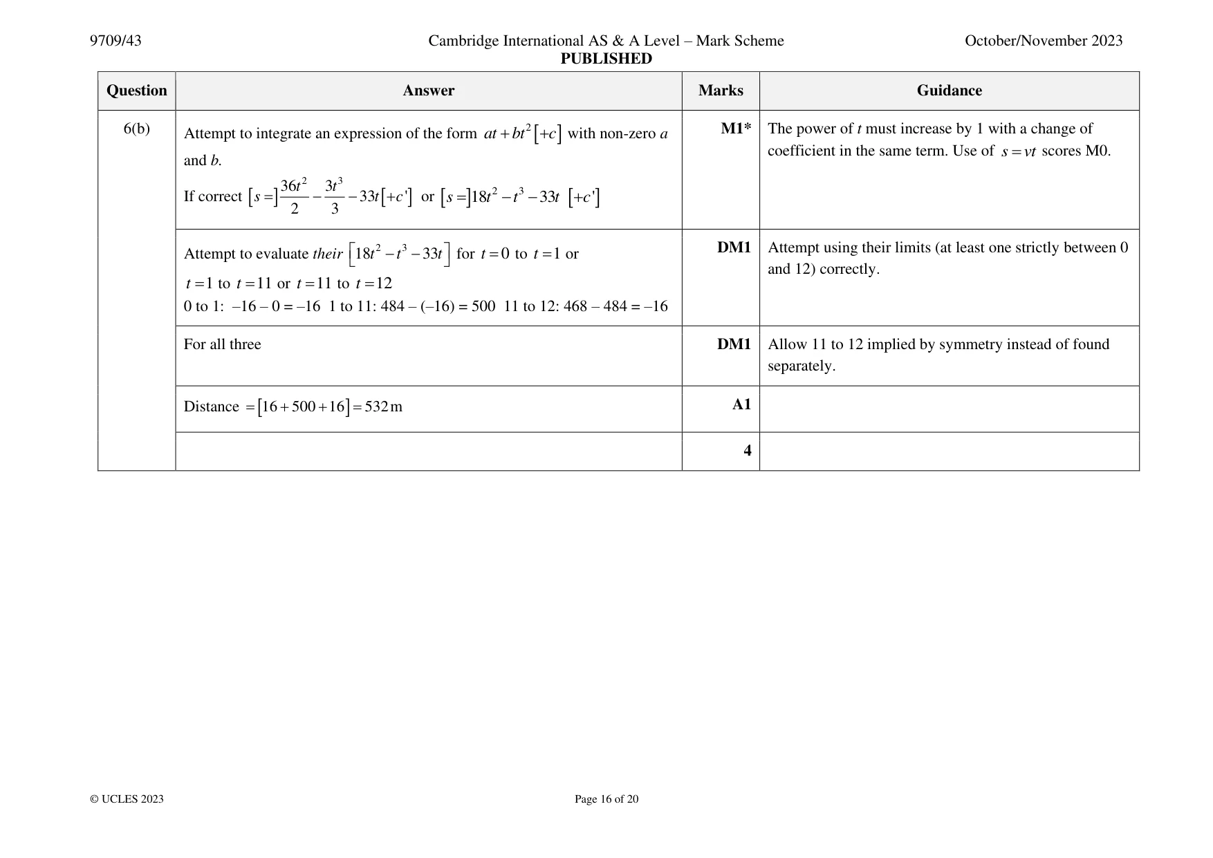 Mark scheme, page 16 of 20