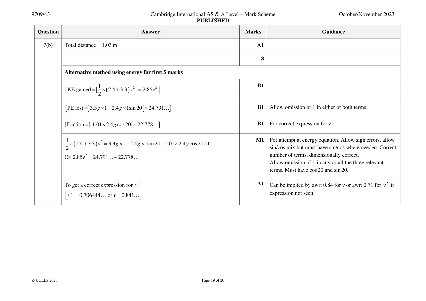 Mark scheme, page 19 of 20