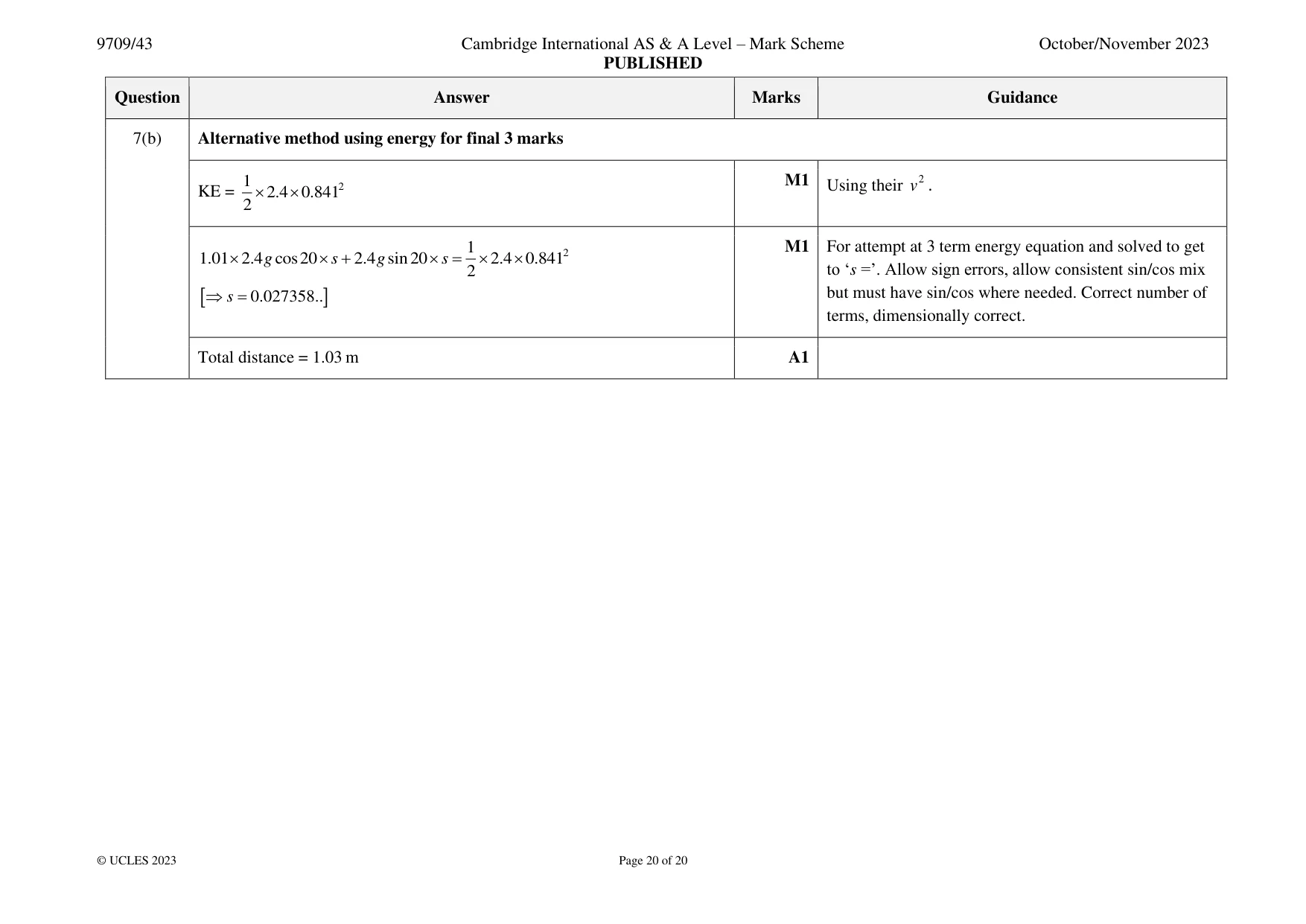 Mark scheme, page 20 of 20
