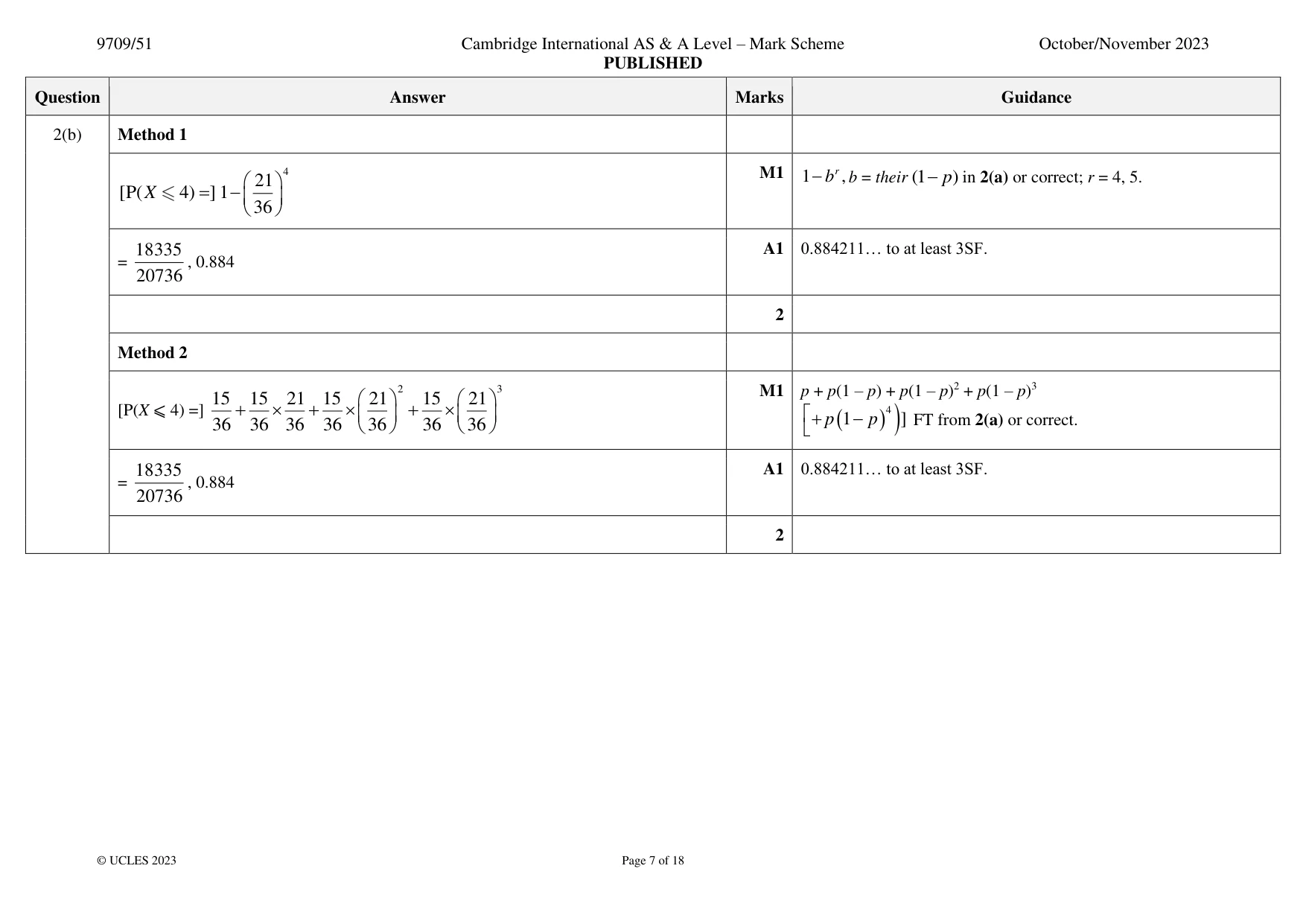 Mark scheme, page 7 of 18