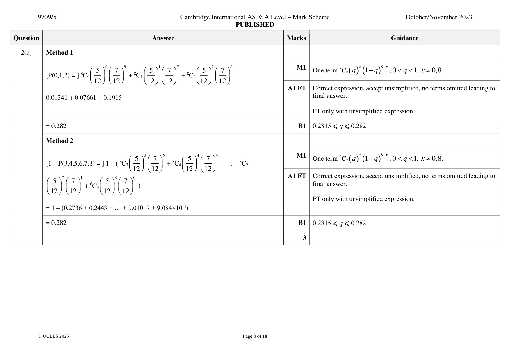 Mark scheme, page 8 of 18