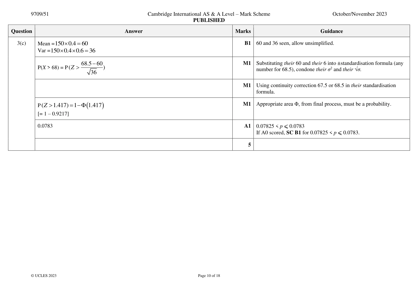 Mark scheme, page 10 of 18