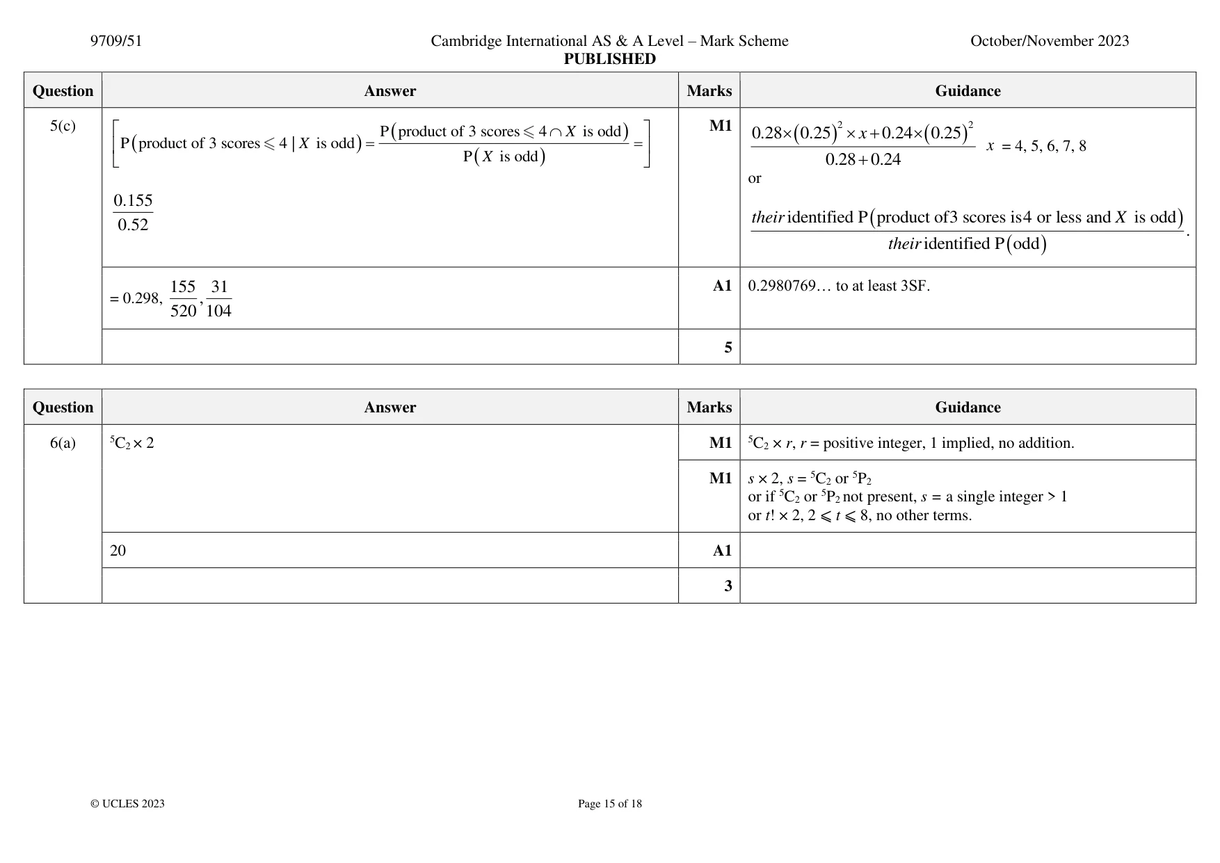 Mark scheme, page 15 of 18