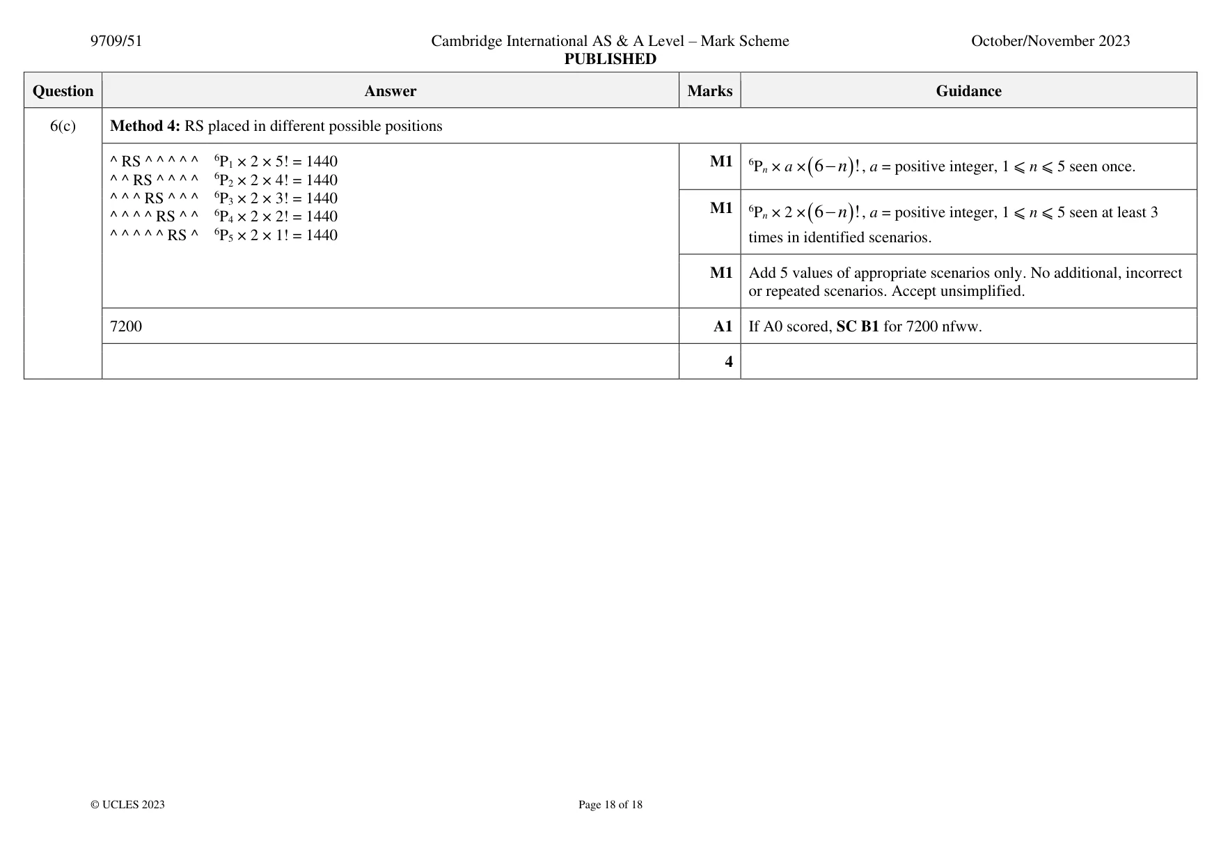 Mark scheme, page 18 of 18